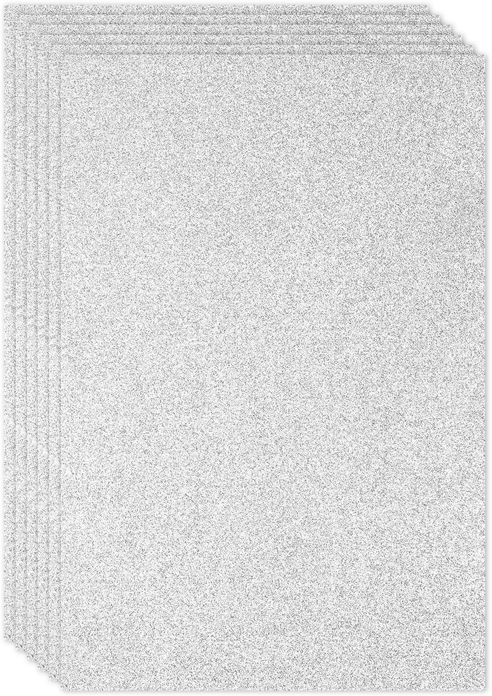 PATIKIL 2mm(1/10") Thick Non Adhesive Glitter Foam Sheet 16x24inch(40x60cm) Silver Tone, EVA Shiny Foam Board for Craft, 6 Pcs