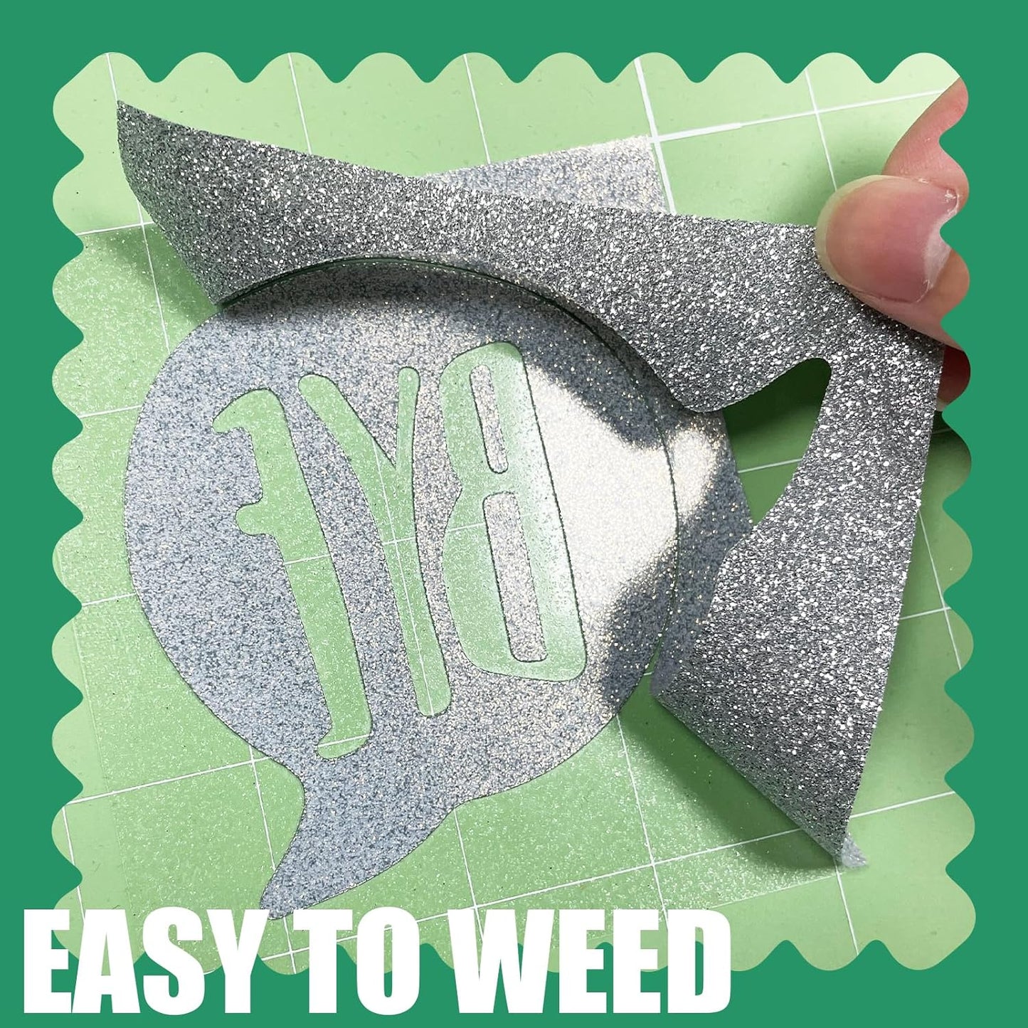 Silver Glitter HTV Heat Transfer Vinyl, 12" x 8ft lron on Vinyl, for T-Shirt Ironing, Vinyl HTV Easy to Cut and Weed, The Best Choice for DIY Creativity. (Silver, 12" x 8ft)