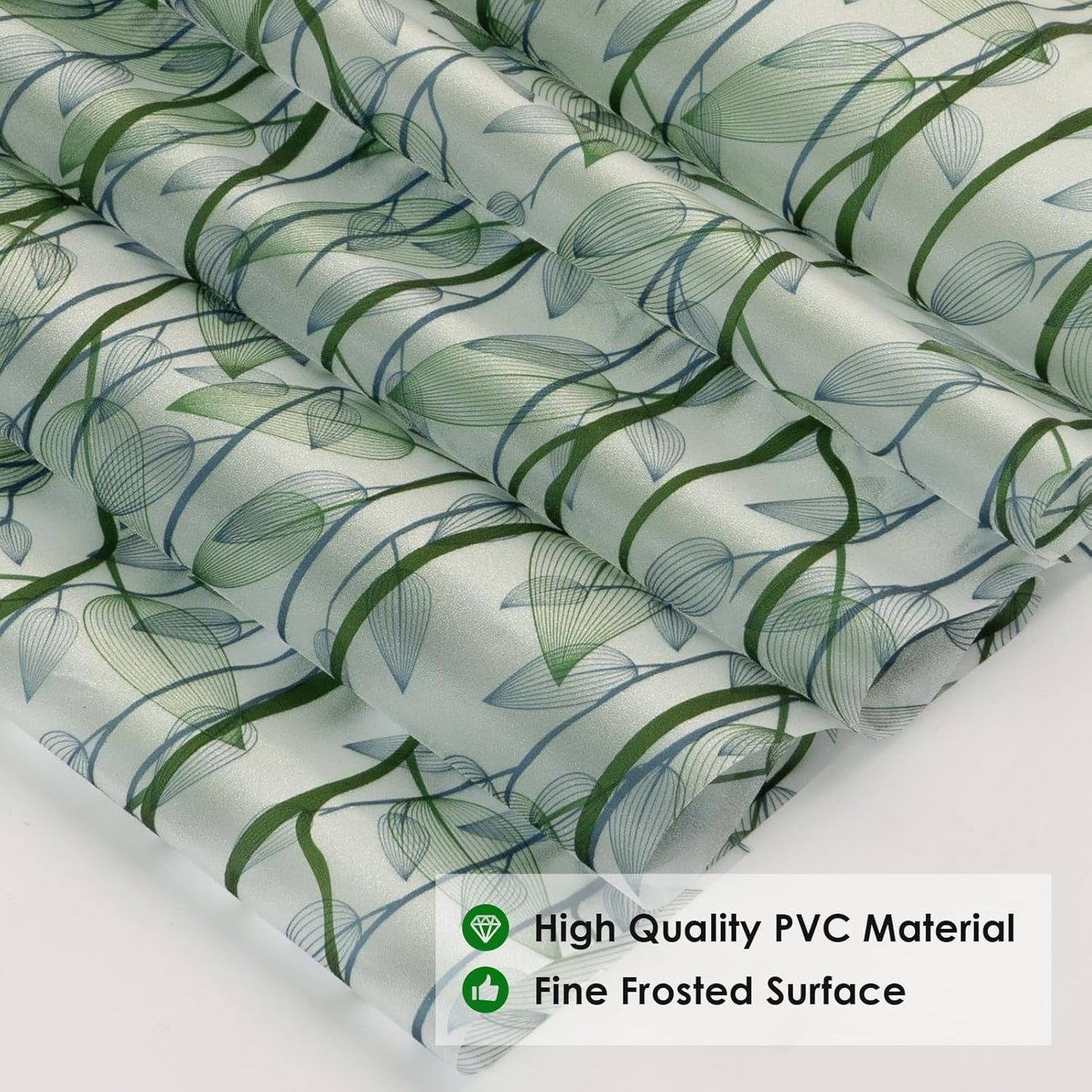 DKTIE Window Film Privacy with Installation Tools, Decorative Stained Glass Window Clings for Home, Static Cling Window Sticker for Front Door, Bathroom (Green, 17.7'' x 78.7'')