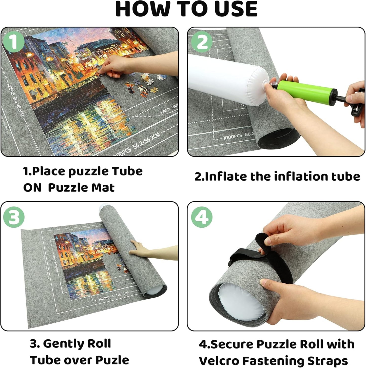 3000PCS - Puzzle Mat Roll Up| Jigsaw Puzzle Mat Roll Up| Roll-Up Save Pad Trays for Sorting Table Board Glue Sheets and Frame Keeper Storage Accessories for Kids and Adults