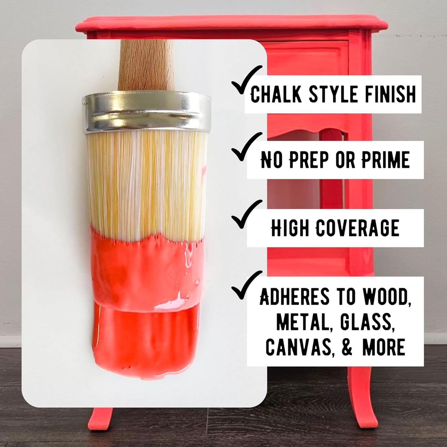 Daydream Apothecary Premium Chalk Style Paint for Furniture, Home Décor, Wood, DIY Interior Projects, Quick Dry, No Prep or Prime Needed, Matte Neon Red - 8oz