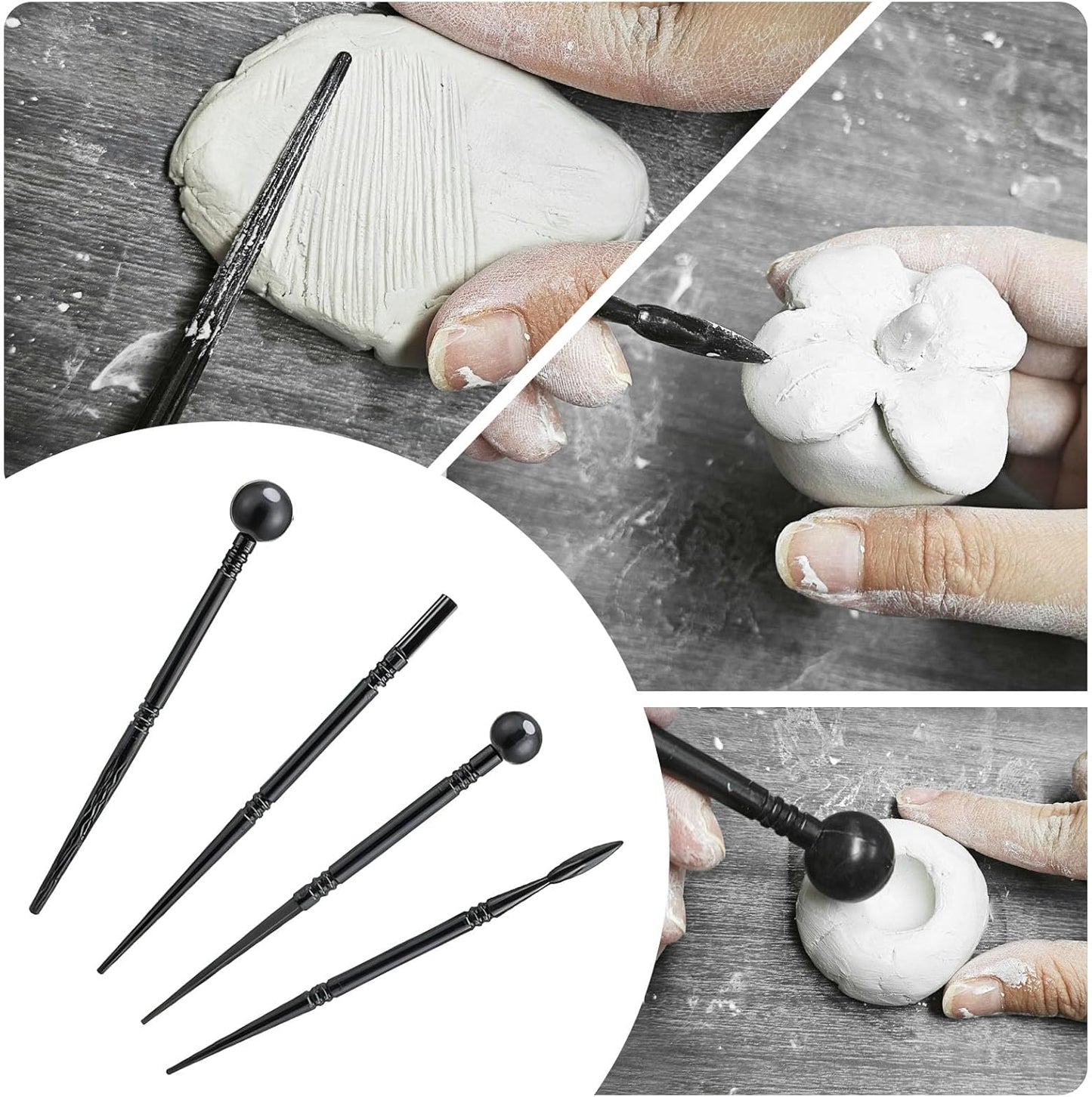 EIGTWEN 100ml Air Dry Clay Glaze and 29pcs Clay tools kit, Gloss Clay Varnish Protects Clay from Surface Wear, Pottery Tools Can be Used for Stippling, Carving, Molding, and Shaping Clay Crafts(Gloss)
