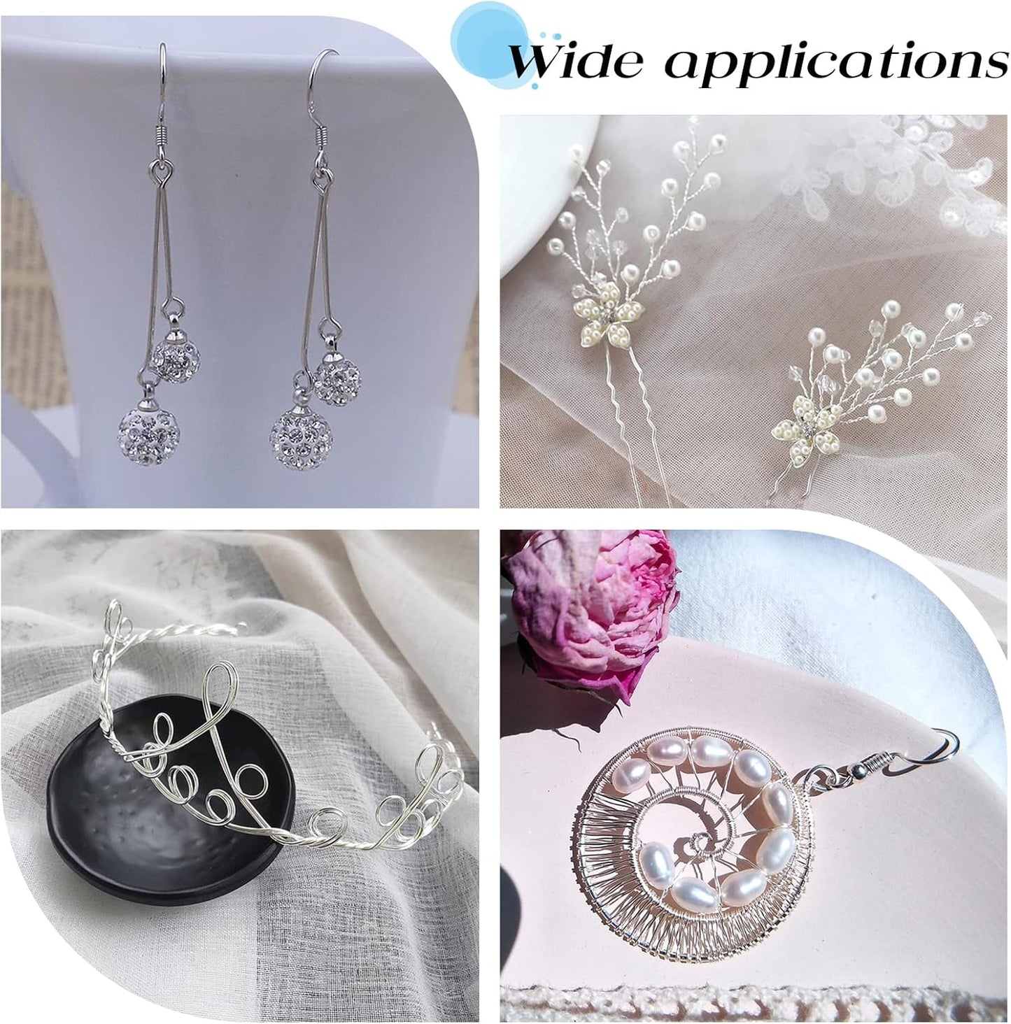 BENECREAT 23 Gauge 16 Feet Silver Square Copper Wire, Bendable Metal Craft Wire for Necklace Bracelet Making and Handmade Project