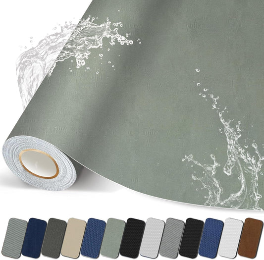 Canvas Repair Patch, Strong Sticky Fabric Repair Tape, Self-Adhesive Fabric Patch for Sofas, Tote Bags, Clothing, Car Seats, Furniture (Grey, 3.5X79 Inch)