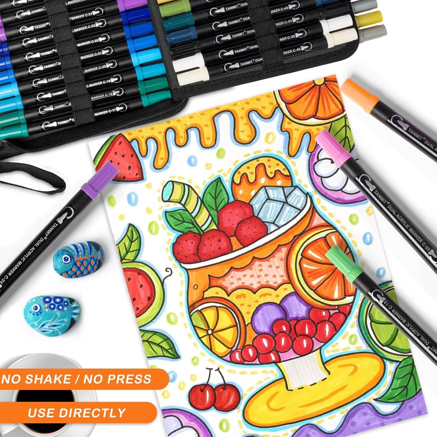 60 Colors Acrylic Paint Pens, Dual Tip Acrylic Paint Markers with Brush Tip and Fine Tip, Acrylic Pens for Rock Painting, Wood, Canvas, Stone, Glass, Ceramic,DIY Crafts Making Art Supplies