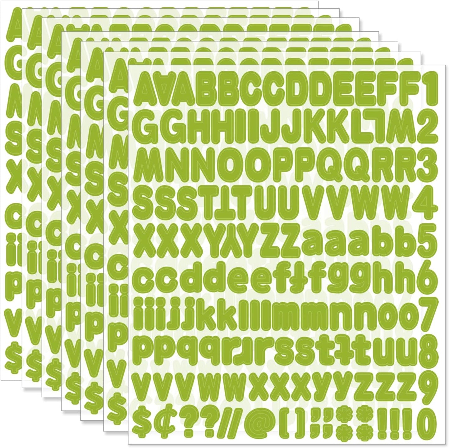 Alphabet Stickers, 1"Inch 12 Sheets Self-Adhesive Green Vinyl Letter Stickers for Mailbox Numbers, Bulletin Boards, Classroom & Home Decor