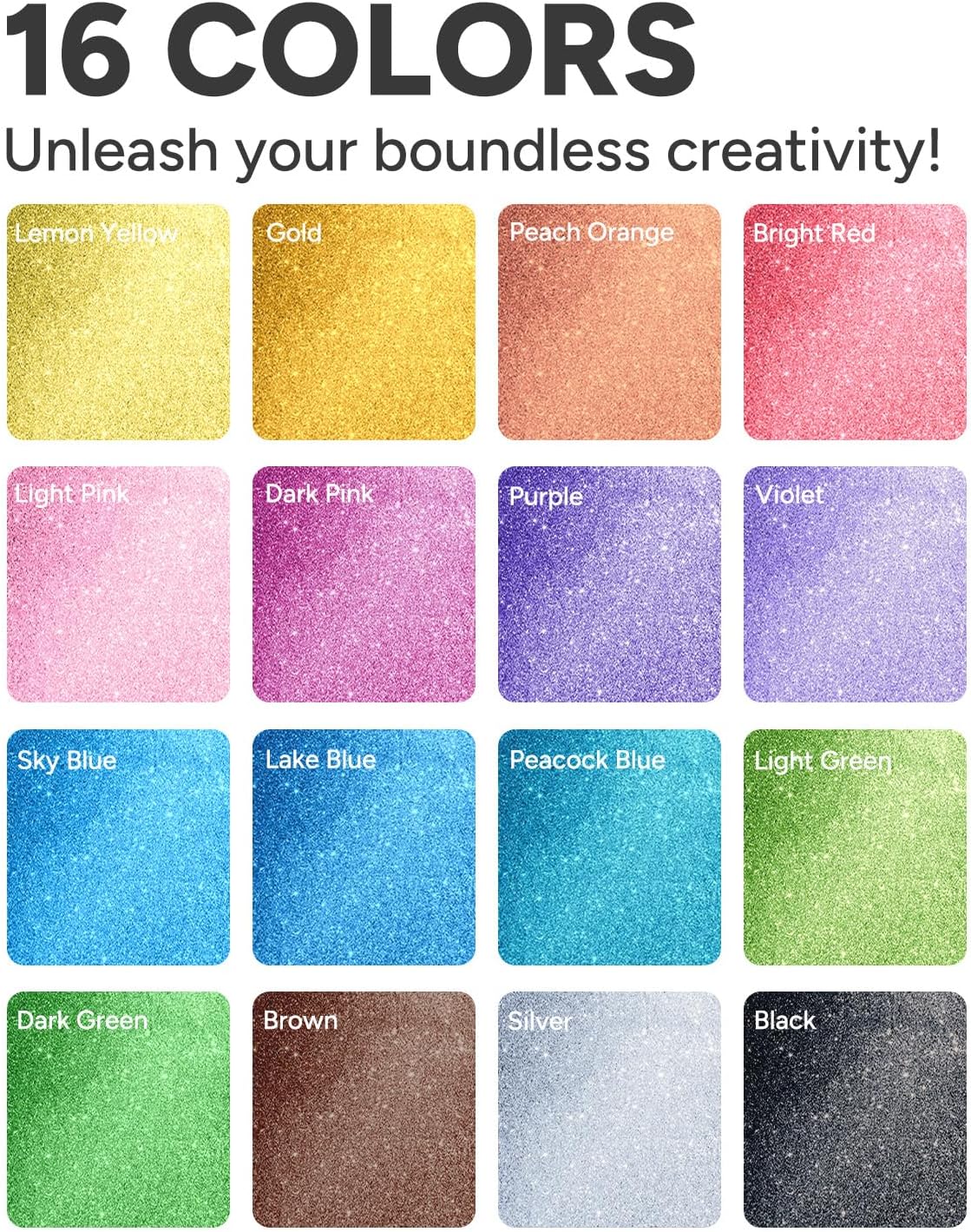 JusArt 16 Colors Glitter Markers, Glitter Paint Pens Sparkly and Shiny for DIY Card Making, Coloring, Scrapbooking, Glass, Wood, Stone, Fabric, Rock - 0.7mm Extra Fine Acrylic Paint Markers