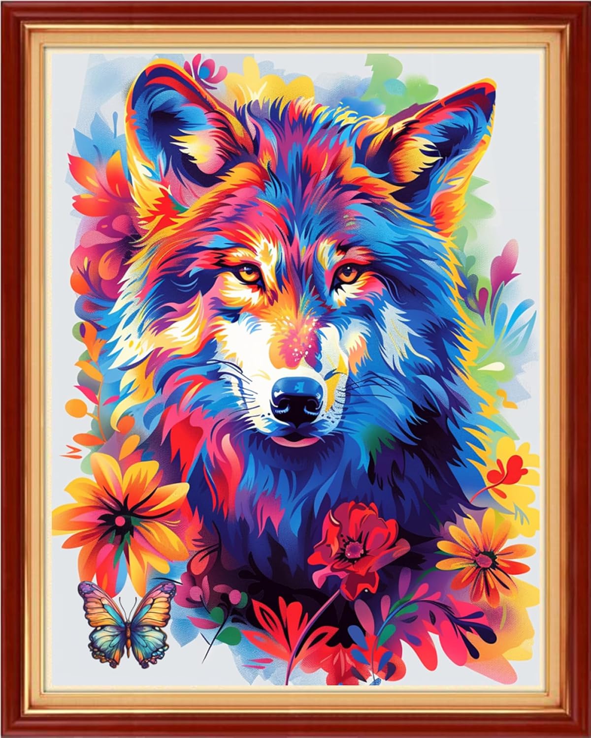 Redxing Stamped Cross Stitch Kits Full Range of Embroidery Starter Kits- Needlepoint Counted Cross Stitch Kits for Beginner Adults 11CT Printed Embroidery Kit-Colorful Wolf cinchs