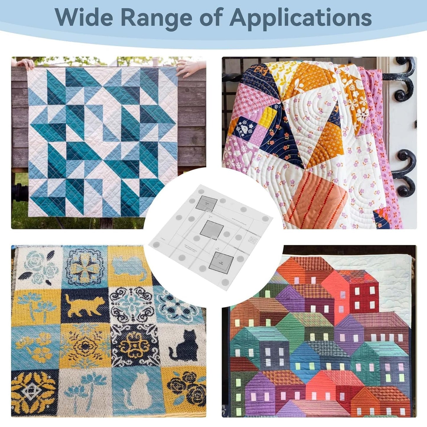 Wonky Log Cabin Trim Tool, 10in Creative Grids Quilting Rulers Transparent Acrylic Quilting Ruler with Grids, Non-Slip Grip Acrylic Quilting, Sewing, Crafting, Patchwork Ruler and Template