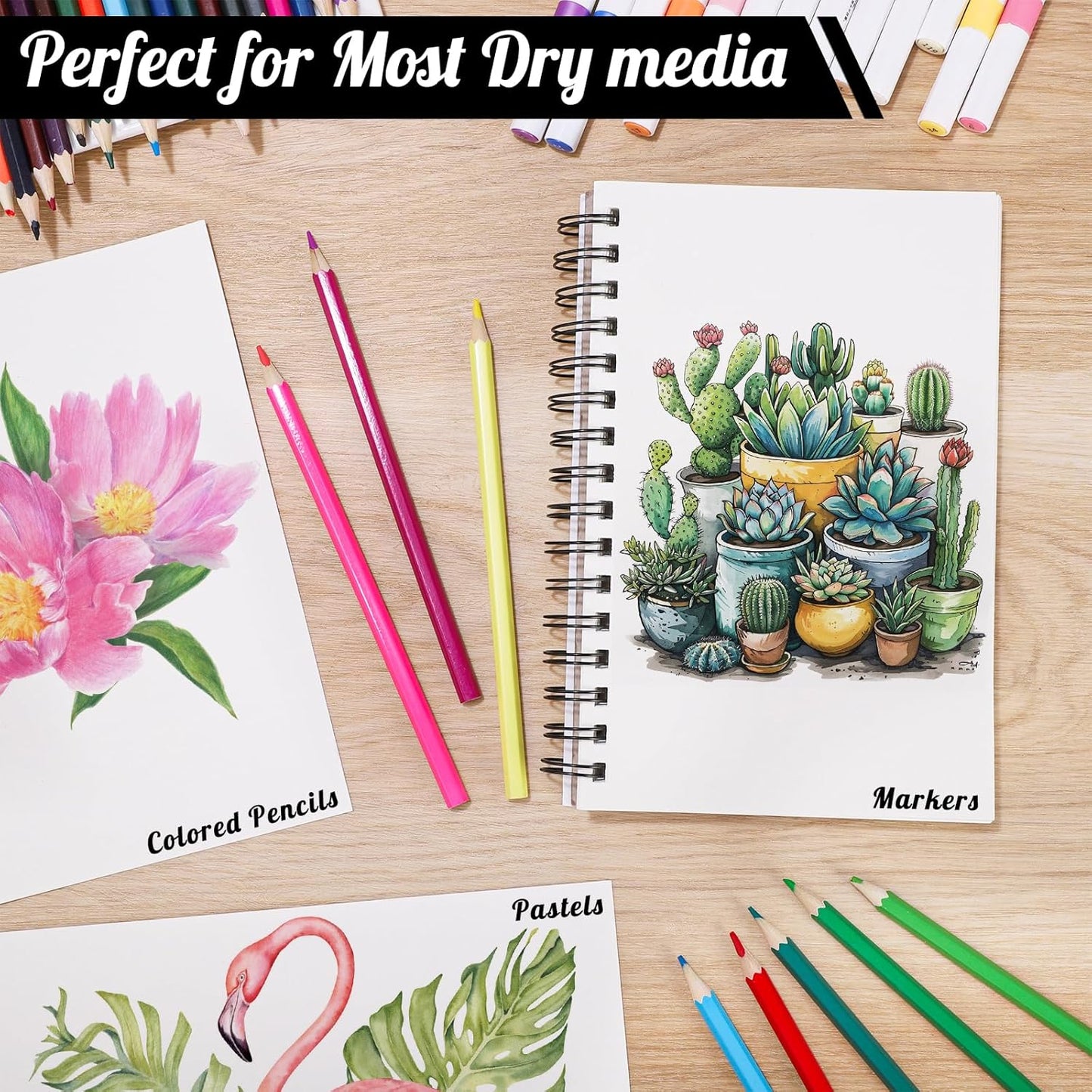 4 Pack Mixed Media Sketchbook, 5.5x8.5 inches Drawing Paper Sketch Book, 98lb/160gsm Heavyweight Spiral Bound Sketch Pads, Suitable for Wet and Dry Media, Drawing, Painting, Sketching(200 Sheets)