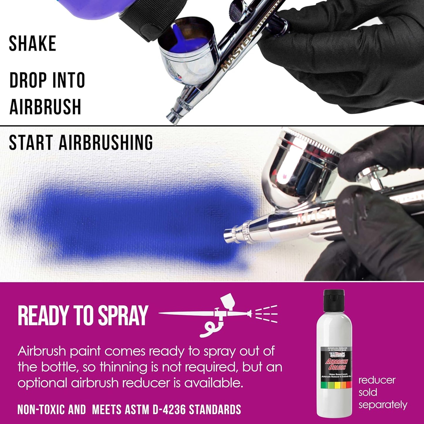 U.S. Art Supply Opaque Magenta Acrylic Special Effects Airbrush Paint - 8oz Ready to Spray Air Brush Paint for Nails, Models, Fabric - Water-Based Air Brush Painting