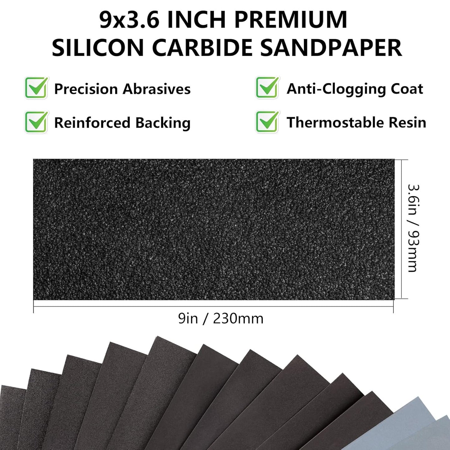 Sandpaper 6000 Grit, Wet Dry Sanding Sheets 9 x 3.6 Inch for Wood Furniture Finishing, Metal Sanding and Automotive Polishing, 14-Sheet