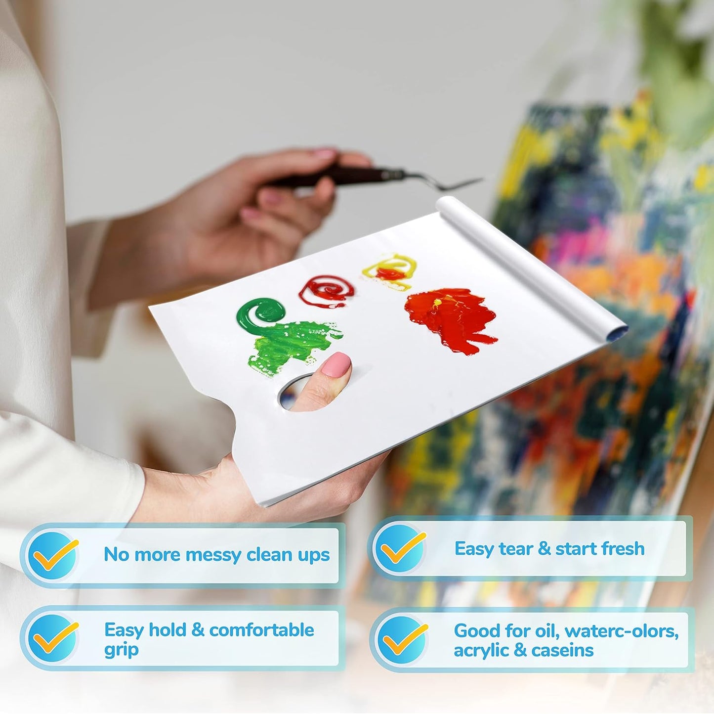 Bellofy 2X Disposable Palette Paper 9x12 Inches | Mess-Free Paper Artist Palette for Acrylic, Oil Paint | Perfect Painting for Artists, Kids & Beginners | Easy-to-Use Tear-Off Sheets for Mixing Colors