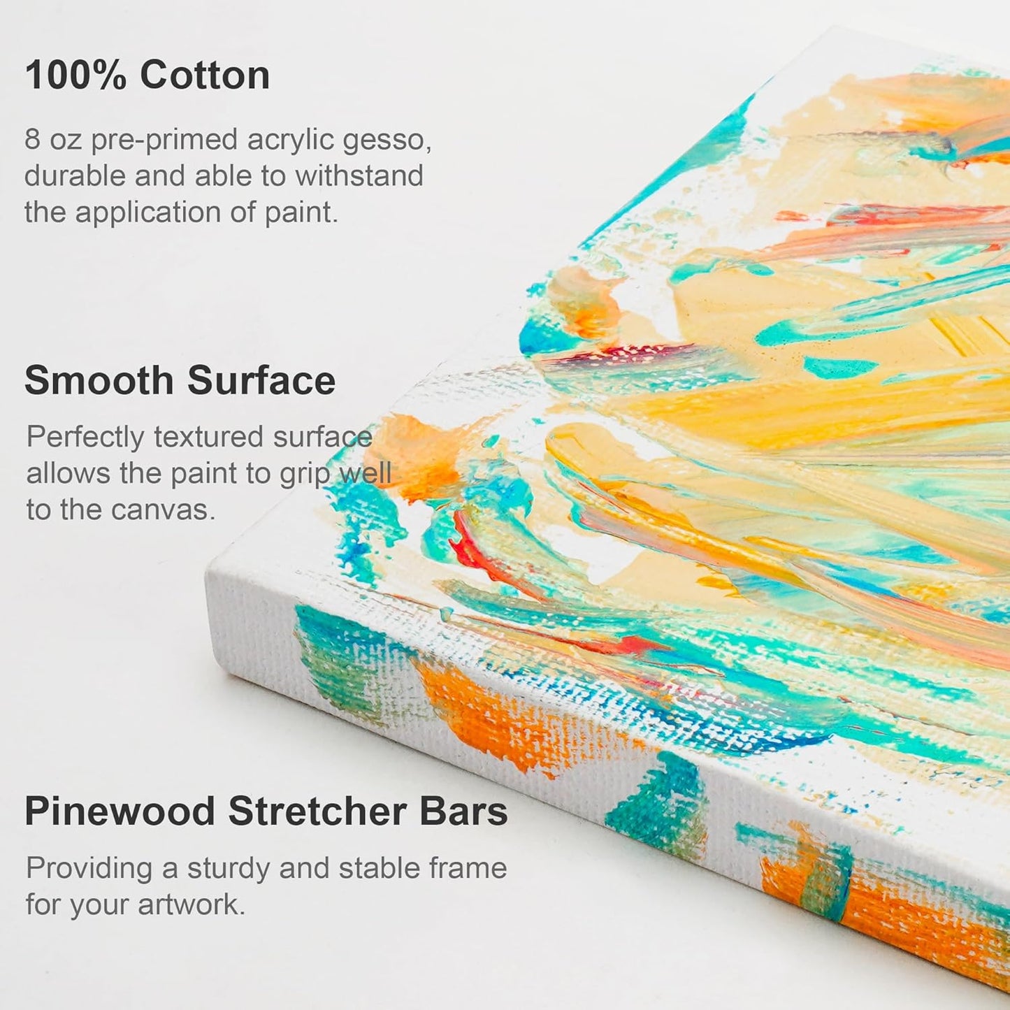 AUREUO Mini Stretched Canvas - 3x3 Inch/24 Pack - 2/5 Inch Profile Small Square Canvas - Gift Set Bulk Pack Canvases for Acrylic Painting & Craft