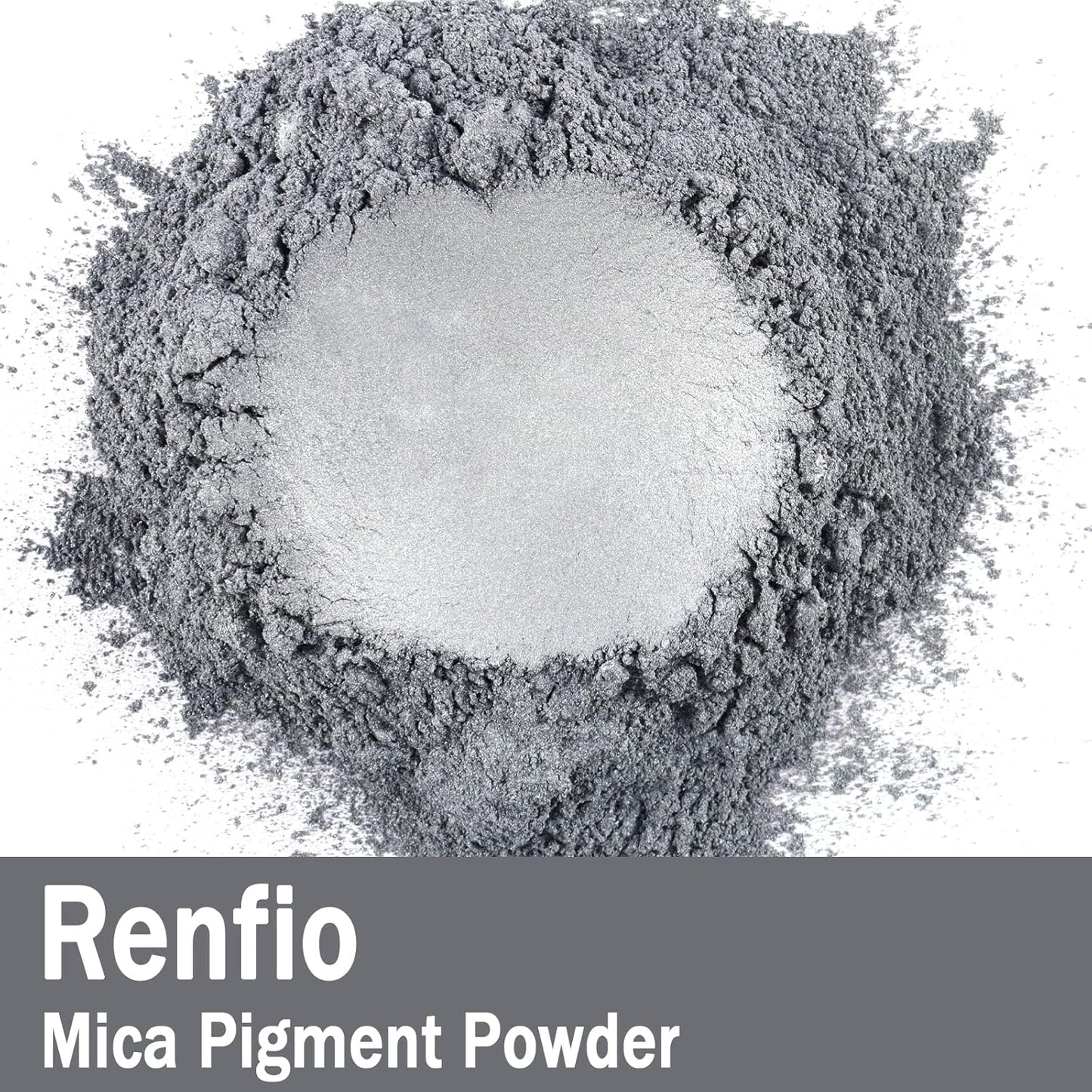 Renfio 100g Mica Powder Pigment Natural Fine Powdered Pigments Pearl Shimmer Epoxy Resin Dye for Painting Soap Making Slime Bath Bombs 3.5 Oz - Grey