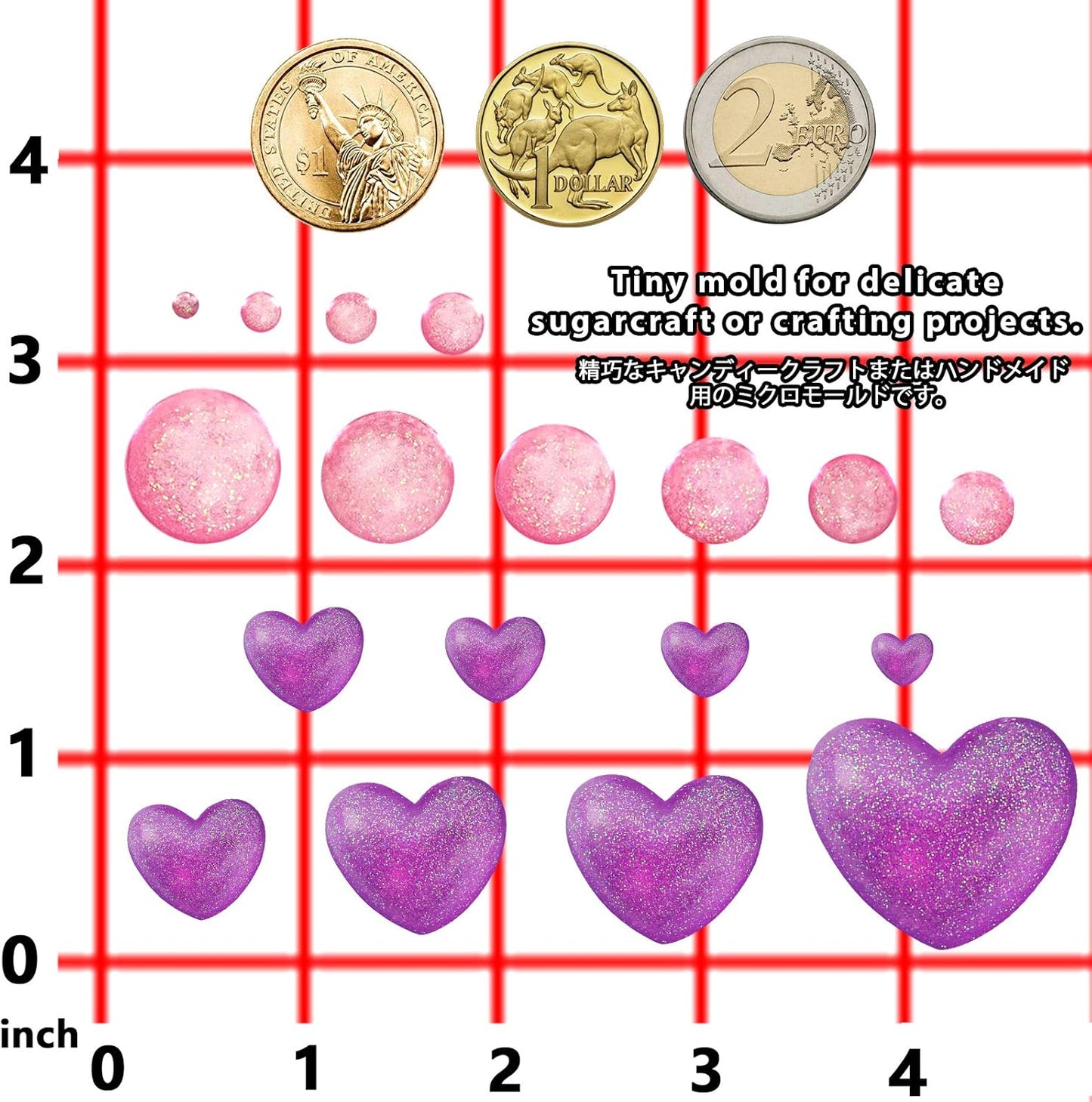 Cabochon Gemstone Epoxy Resin Casting Silicone Molds Include Heart, Dome Shapes for Fondant Cake Decoration, Polymer Clay Craft, Jewelry Making - 2 in Set