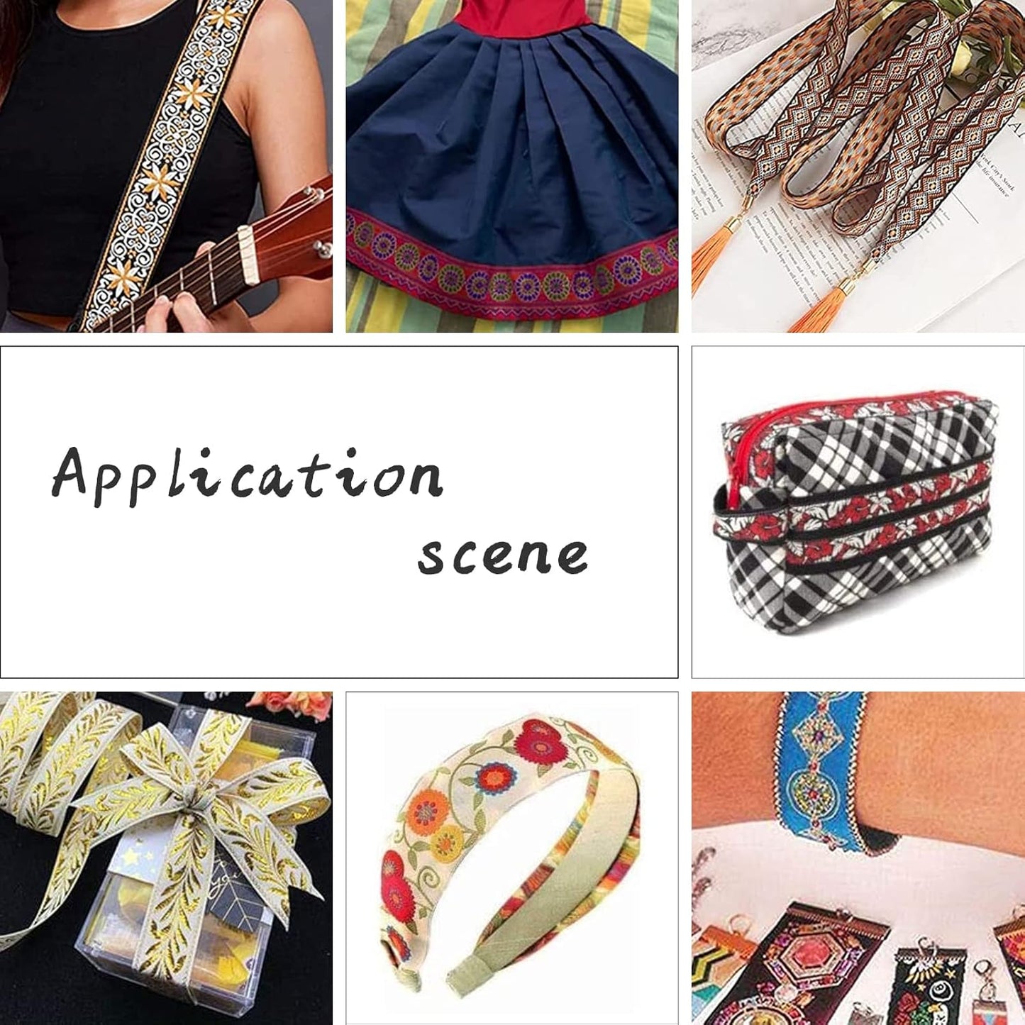 PH PandaHall 2 Inch Embroidered Woven Ribbon, 7 Yards Vintage Jacquard Ribbon Boho Flowers Straps Fabric Trim for Bohemian Persian Clothes Bag Holiday Christmas Decor Gift Wrap Decor