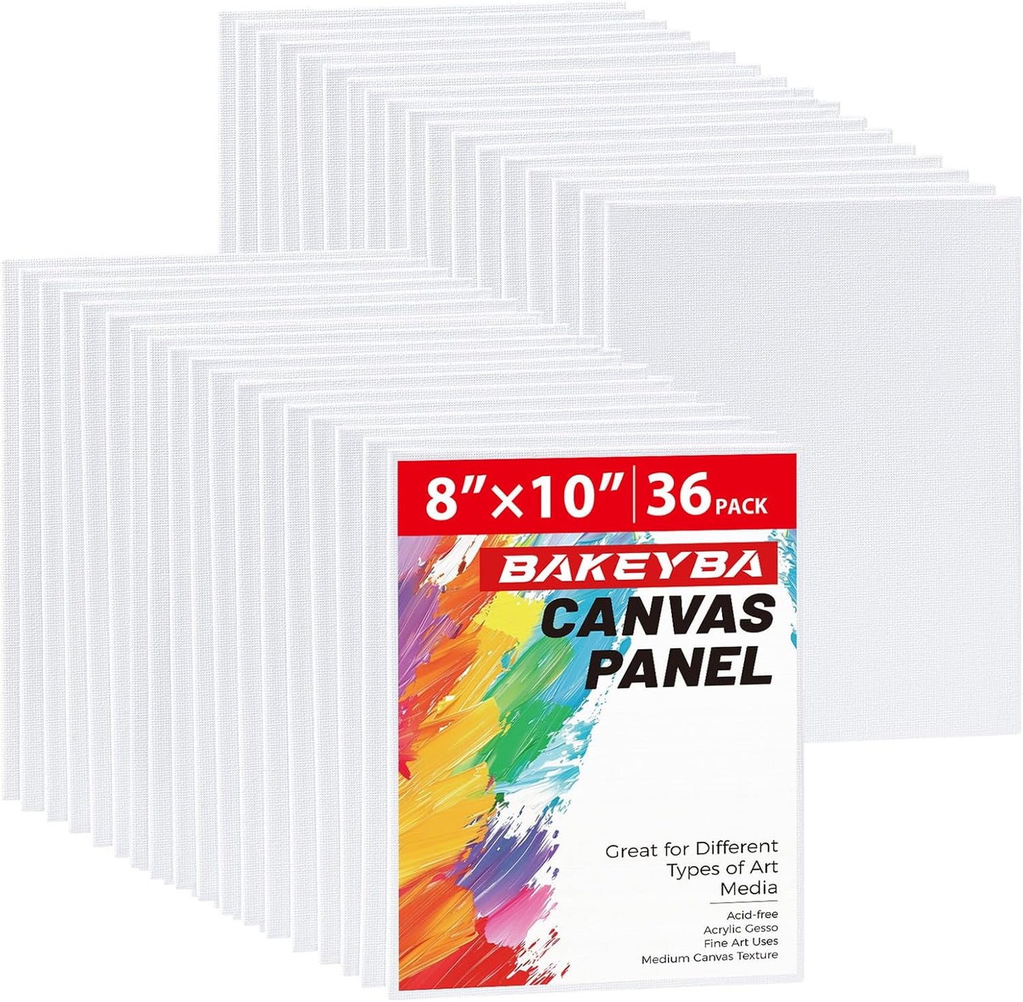 Canvas Boards for Painting 36 Pack, 8x10 Inch Painting Canvas Panels, 100% Cotton White Blank Art Supplies for Acrylics Oil Watercolor Tempera Paints