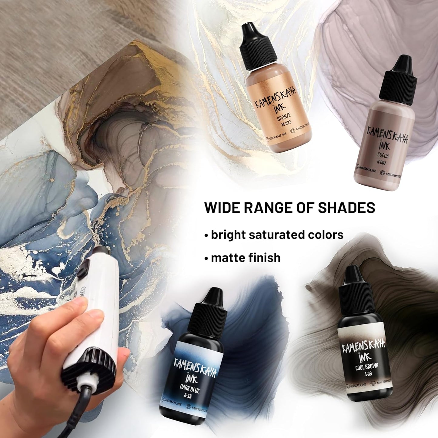 Alcohol Ink Set #7: Matched Color Combination of Alcohol Inks, 4 pcs. 0.51 fl oz (15 ml) Each