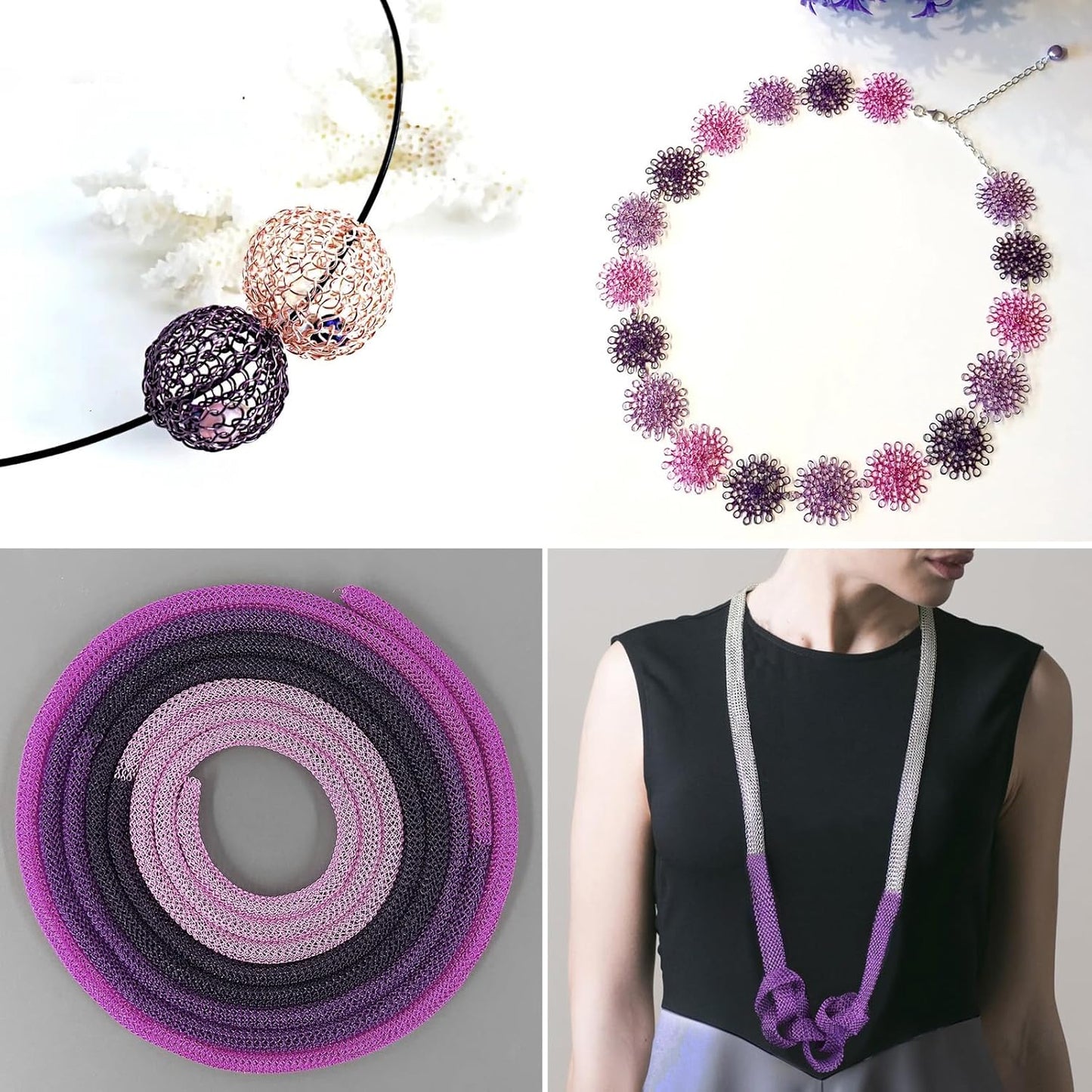 164FT Jewelry Wire 22 Gauge Tarnish-Resistant Copper Beading Wires Roll Bulk for DIY Crafts Jewelry Making, Purple Wire