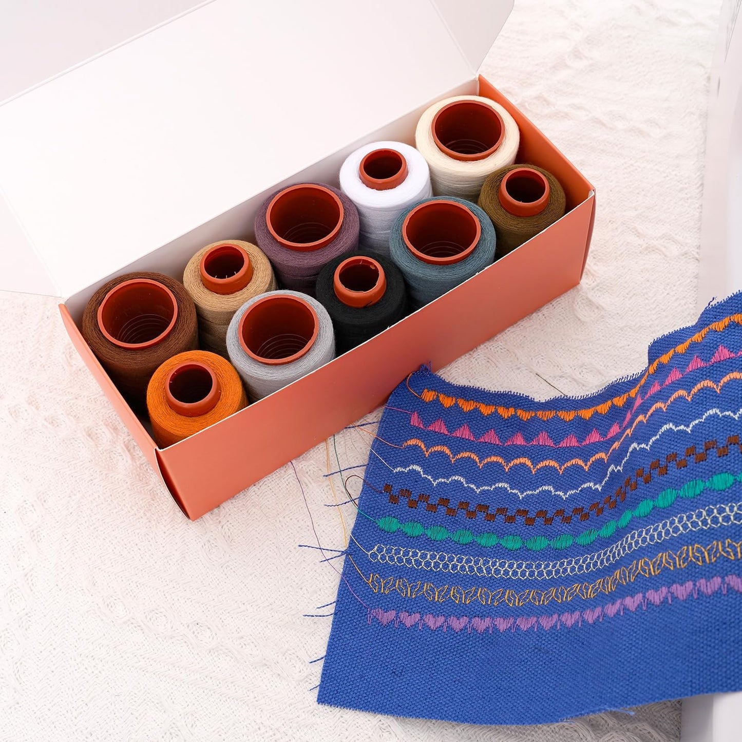 Sewing Thread Kit, All Purpose Sewing Thread 40wt, 10 Spools Assorted Colors Each 800 Yards of Polyester Threads for Sewing Machine, Hand Stitching, Quilting, Serger (Dark Color Series)