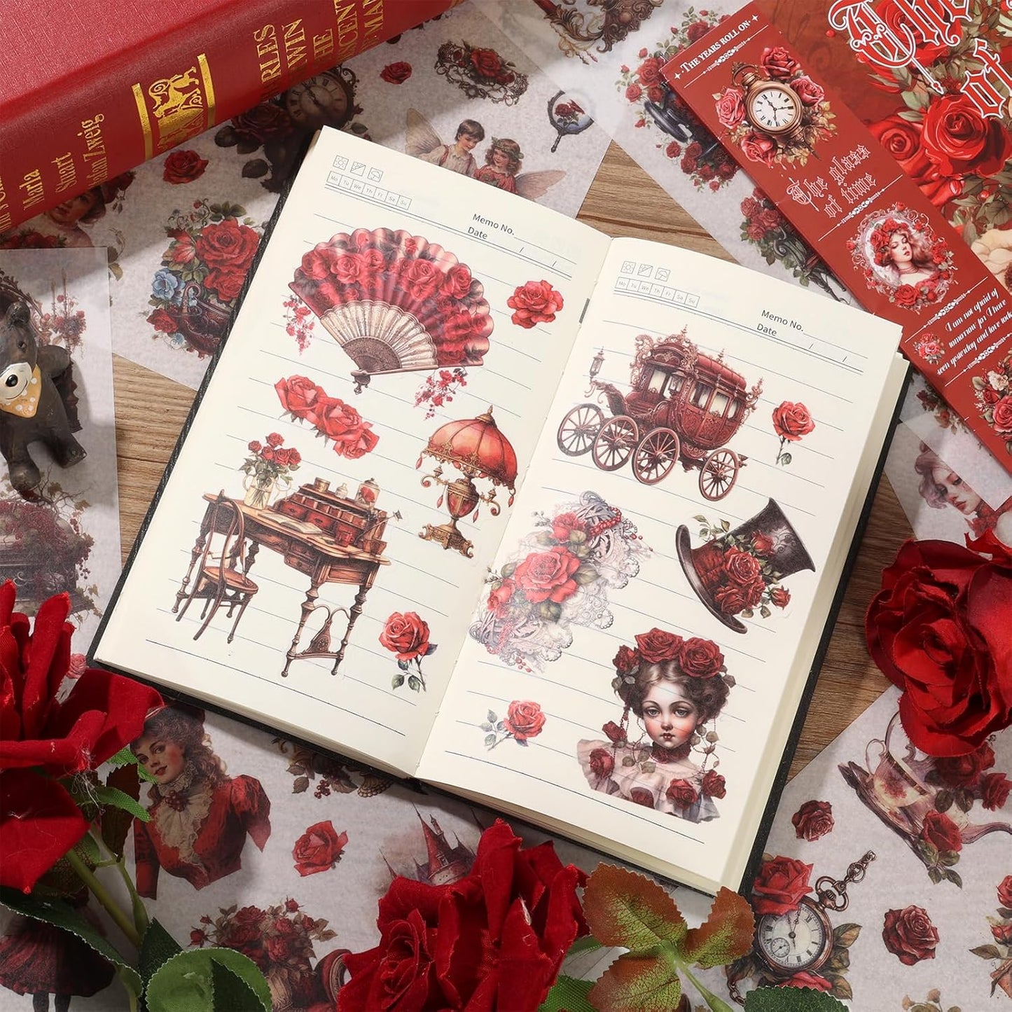 Vintage Ephemera Sticker 24 Sheets precut 300 washi Stickers Paper Journal Stickers for Adults People Scrapbook Stickers Scrapbooking Supplies