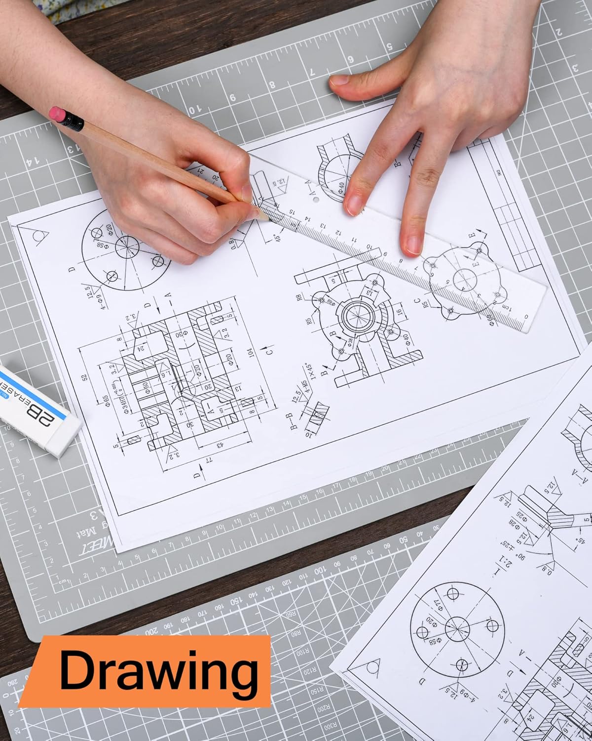 Density-upgraded 18"x12" Self Healing Cutting Mat, Idemeet Rotary Sewing Mat for Crafts, 5-Ply Blade Table Protector Cut Board for Fabric Leather Cutting Quilting Modeling Hobby Project, A3, Gray