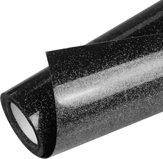 TORC Black Glitter HTV Heat Transfer Vinyl Roll 12 inch x 5 ft Iron on Vinyl for T Shirts Crafts