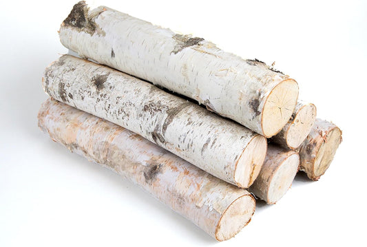 17 Inch Natural Birch Logs - Decorative Dried Birch Wood Logs for Fireplace, Wedding Centerpieces - Unfinished Wood DIY Crafts, & Home Décor - Birch Log Bundle for Indoor Display (6 PCS) (2.5"-4" DIA)