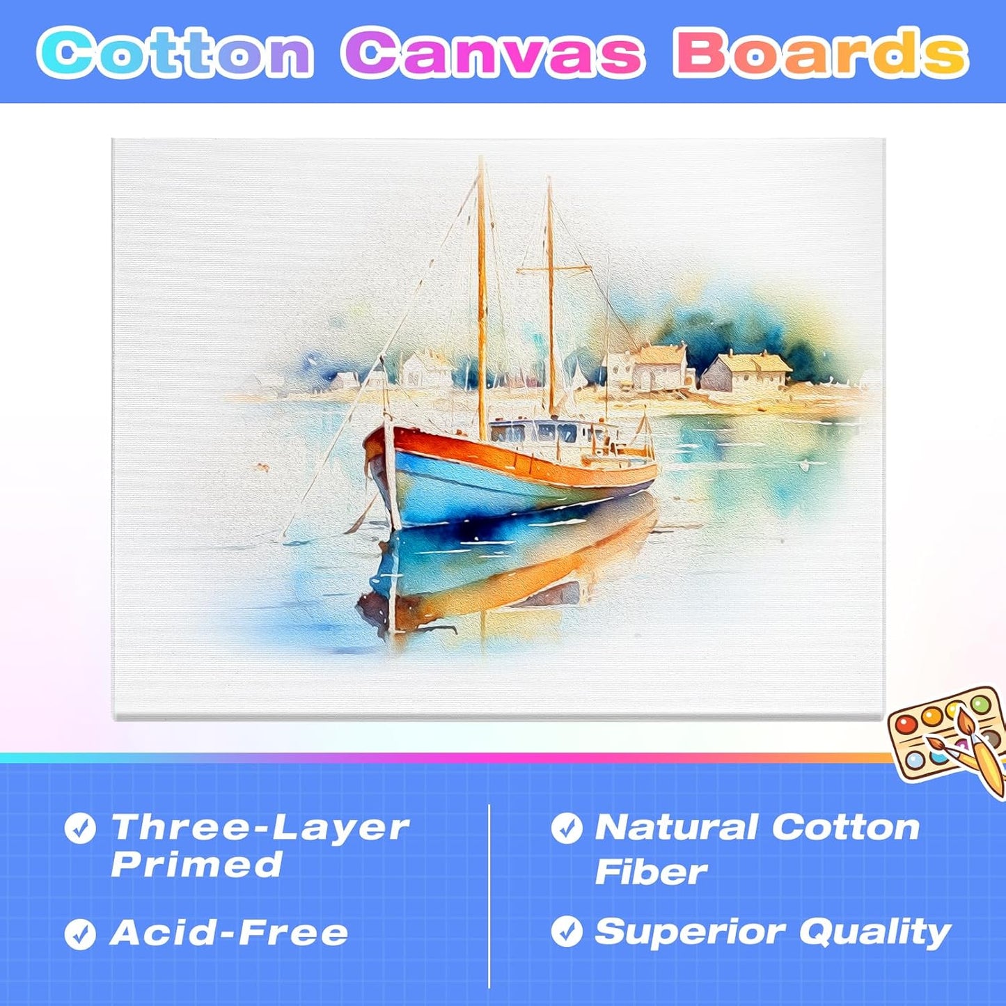 Jeffbaubl 24 Pack Canvas Boards for Painting,8 x 10 inch Cotton Canvas Panels,Gesso Primed Acid-Free Painting Canvases,Blank Canvases for Acrylic Watercolor Oil Tempera Paints