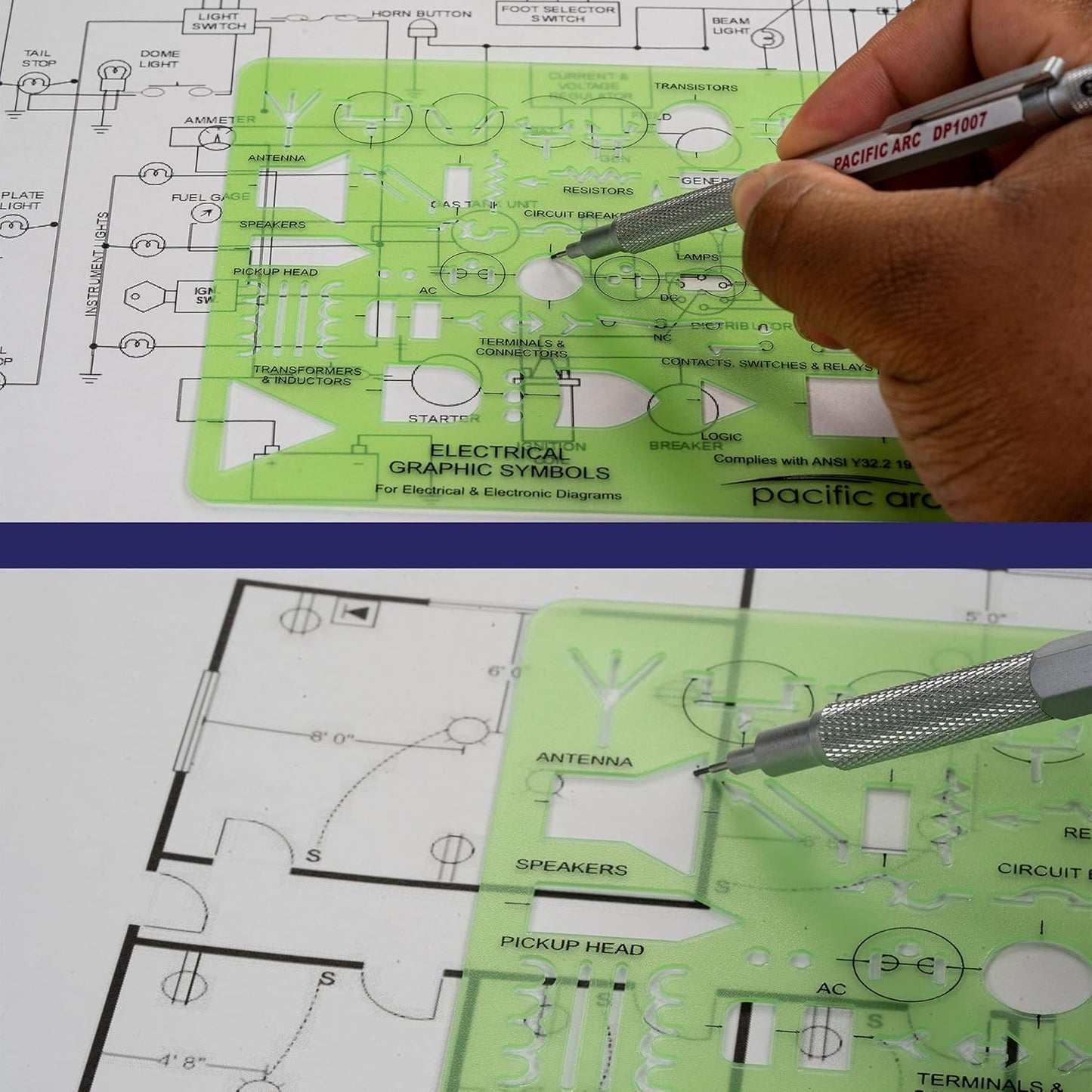Pacific Arc Template: Electrical Graphic Symbols, 117 Openings 5" x 7"