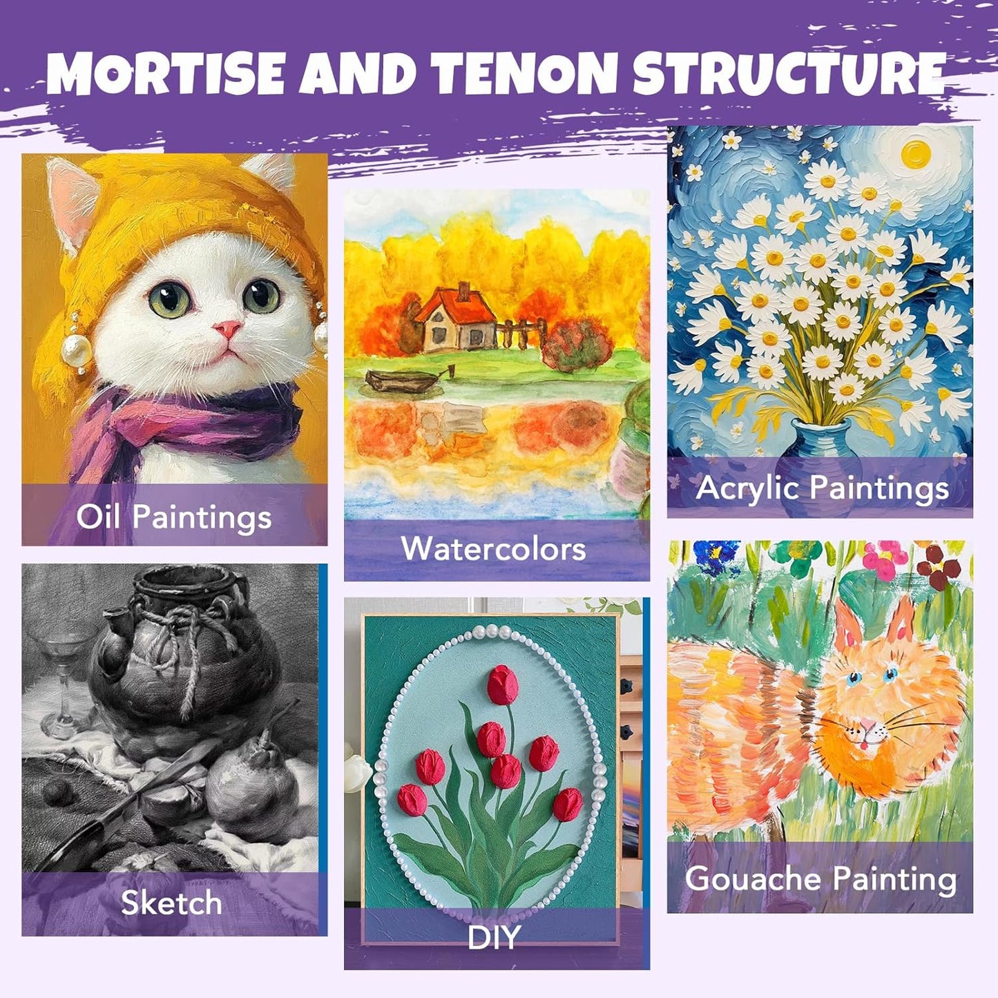 ESRICH Stretched Canvas for Painting 16x20 Inch, 12Pack Large Canvas for Painting, Primed Acid-Free Cotton Blank Canvases, Art Paint Canvases for Oil Paint,Watercolor,Acrylic Paint,Gouache and Tempera