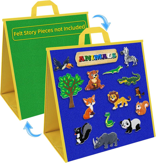 Foldable Felt Board for Toddlers Flannel Board Stories for Preschool Early Learning Interactive Storytelling Double Sided Felt Story Board Reusable Wall Hanging Holiday Gift for Kid (17 * 17)