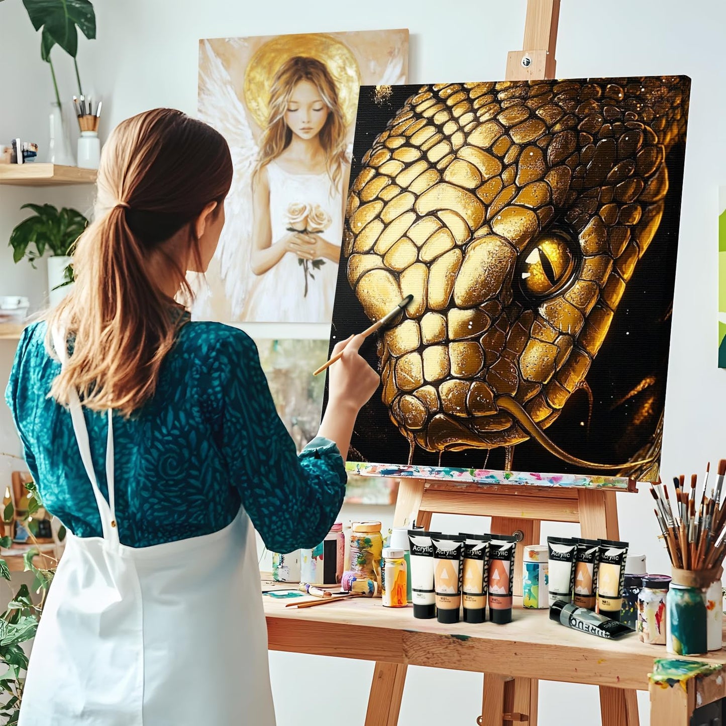 AUREUO Royal Bronze Acrylic Paint, 4 Fl Oz / 120ml Single Tube, Acrylic Metallic Paint for Canvas, Rocks, Wood, Ceramic, Fabric - Art Supplies for Beginners, Professionals, Artists