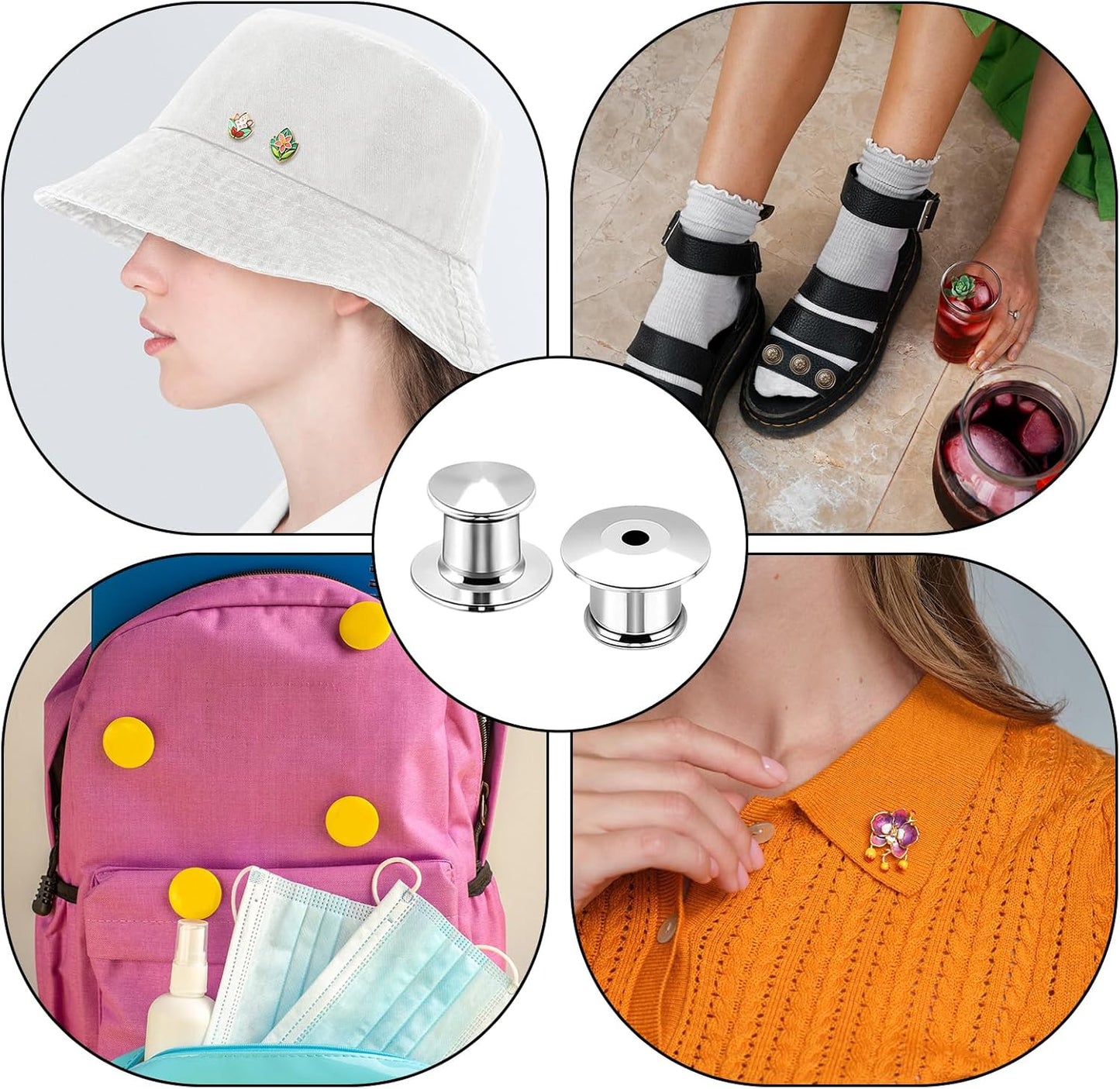 30 Pcs Pin Backs Locking, Metal Pin Backs Safety Pins Locks Pins Keepers Clasp, Lapel Brooch Holder for Brooch DIY Crafts Badges Enamel Lapel Needles