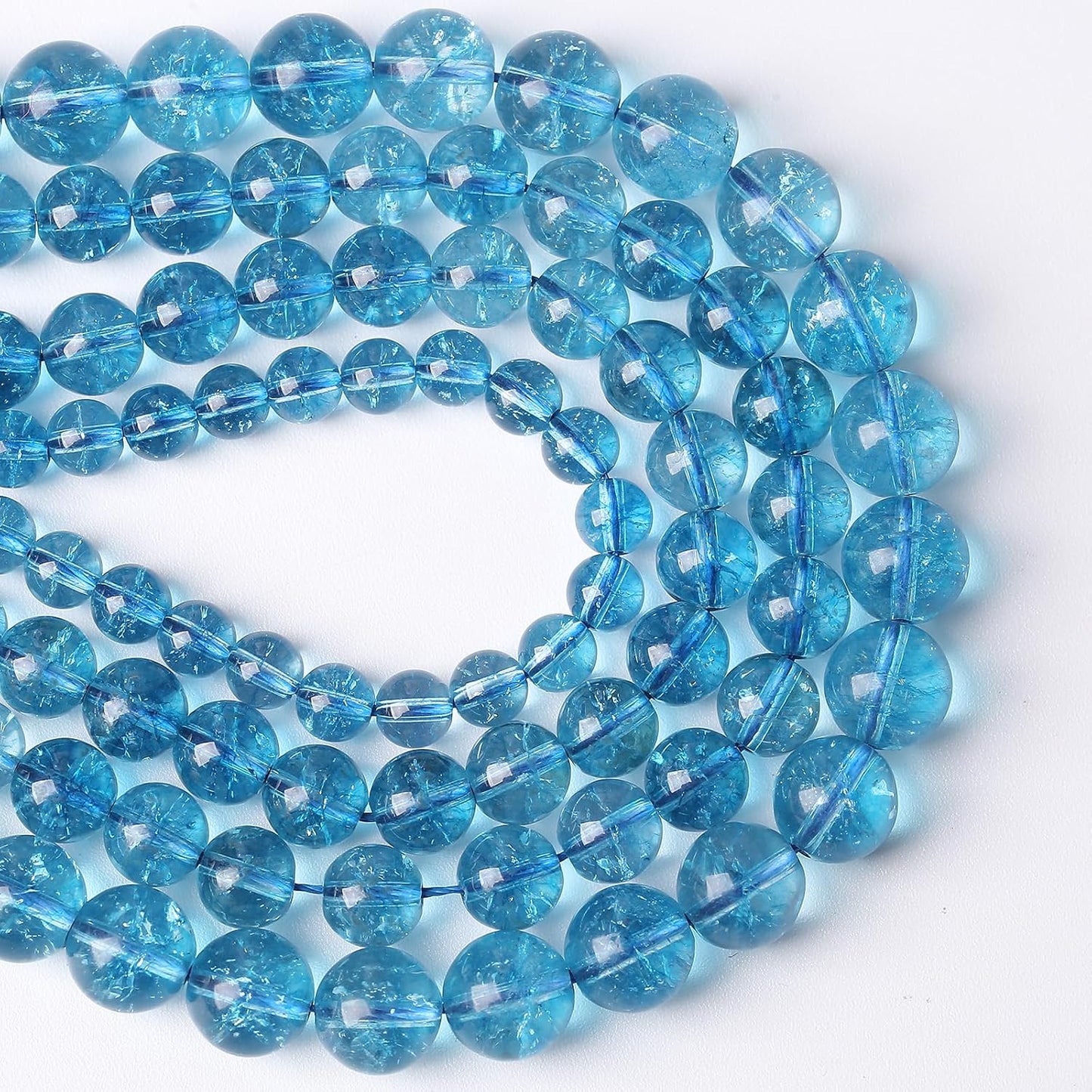 32pcs 12mm Blue Topaz Crystal Quartz Natural Stone Round Loose Beads for Jewelry Making DIY Bracelet Necklace Earrings 15"