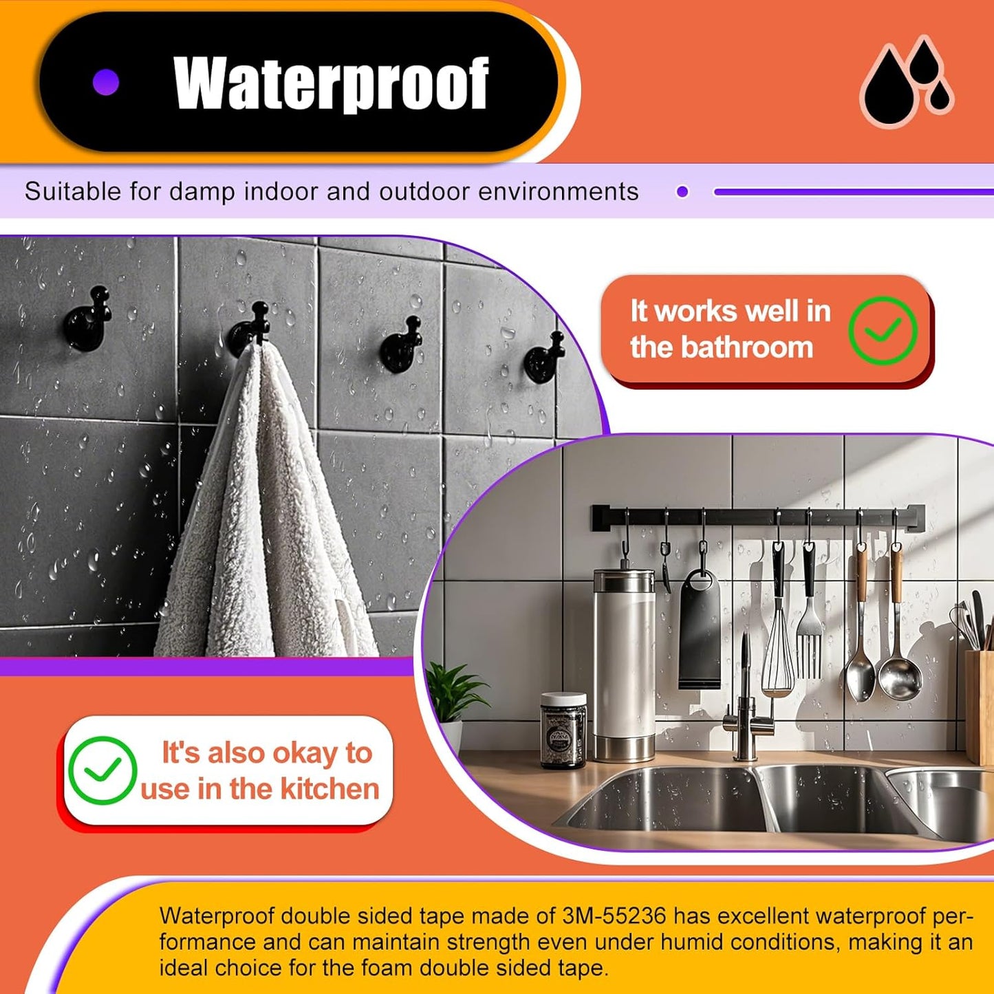 30 Pcs Large Strong Double Sided Adhesive Pads, Made of 3M, Heavy Duty Square Sticky Mounting Foam Tape for Car Décor Wall, 0.12" Thick Black Sticky Pads 2.13" x 3.35"