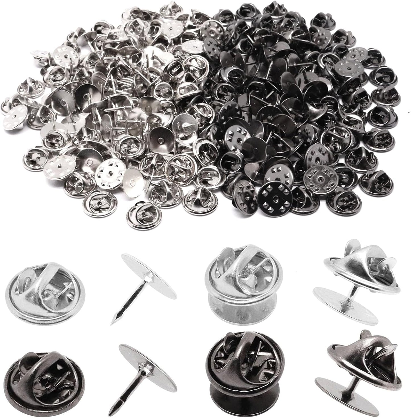 130 Set Pin Backs, Blank Pins Scatter Butterfly Clutch Pin Holder Enamel Pins Locking Backs Tie Tacks Jewelry Backings Clasp for Brooch Lapel Hat Uniform Badges Tie Tack (10mm, Silver&Black)