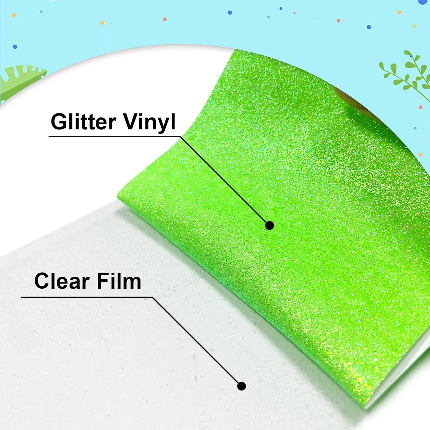 Fluorescent Green Glitter HTV Heat Transfer Vinyl 12" x6FT Glitter Vinyl for T Shirts Easy to Cut and Weed Compatible with All Cutter Machines HTV Vinyl Iron on for Cricut(Fluorescent Green)