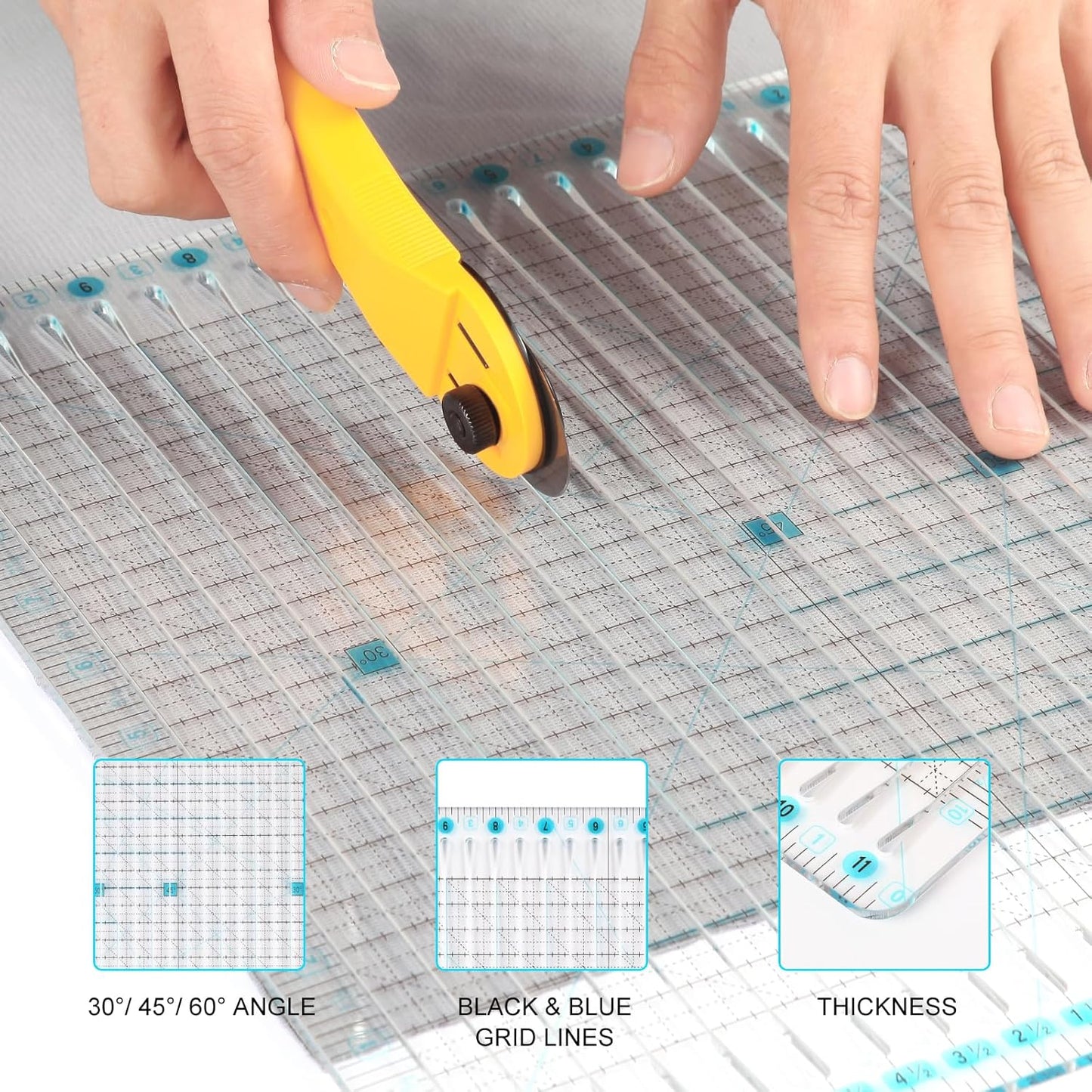 Acrylic Quilting Ruler 11.5" x 10.5" for Precise Fabric Cutting Quilt Rulers Quilting Sewing Tools Slotted Rulers,Stripology Ruler for Quilting
