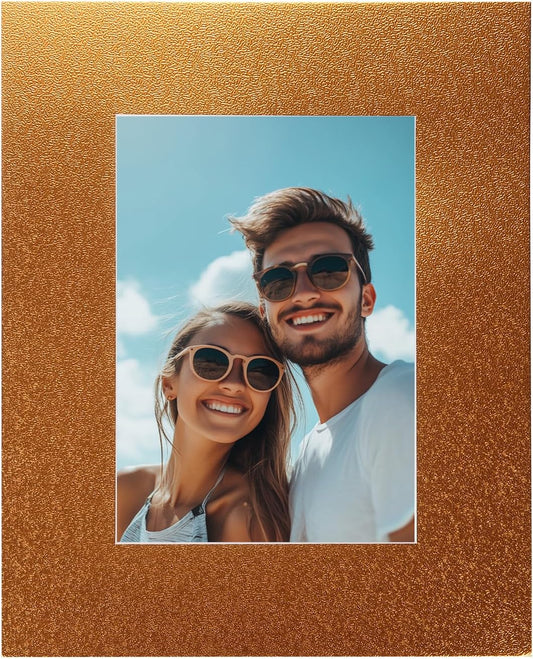 uxcell Picture Mats, 8 x 10 Mat Board Center for 5 x 7 Pictures Acid Free White Core Bevel Cut Frame Mattes with Backing for Display Art Measuring, Gold