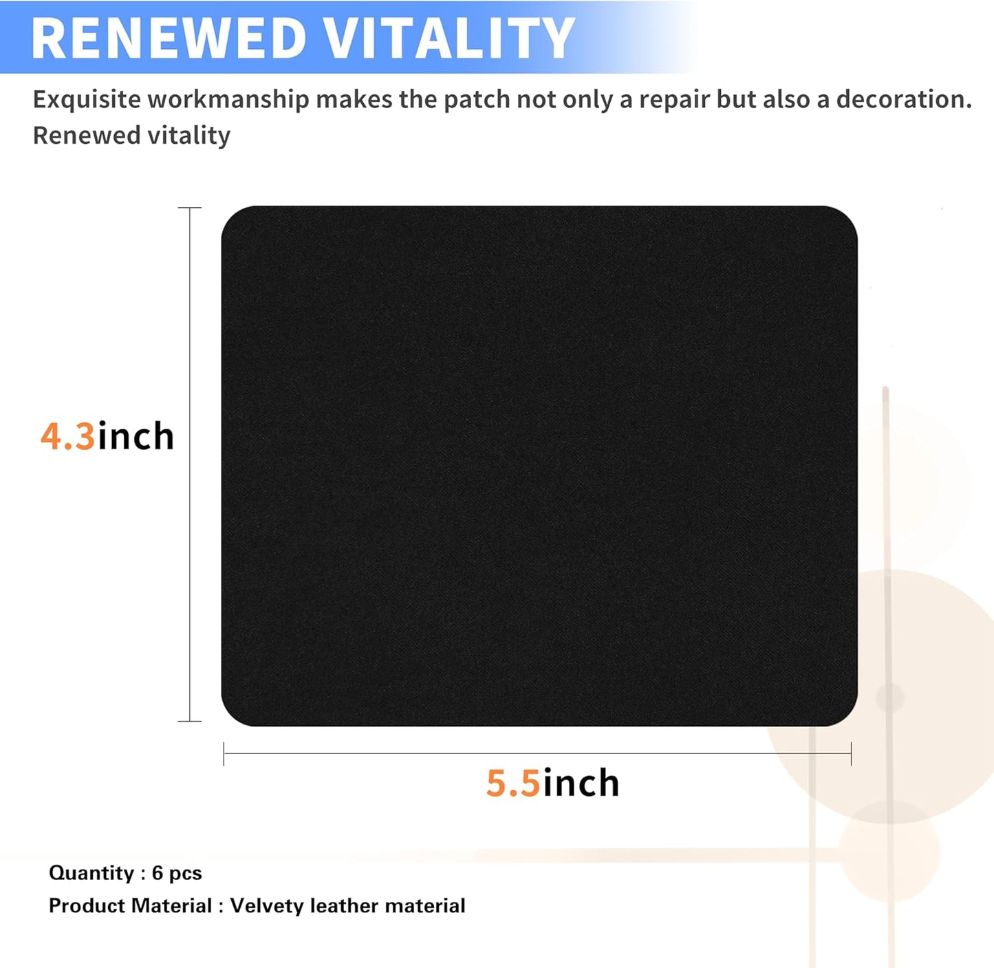 Azobur Sofa Repair Patch - 6 Self Adhesive Microfiber Patches for Luxurious Look Quick Fix Sofa (Black)
