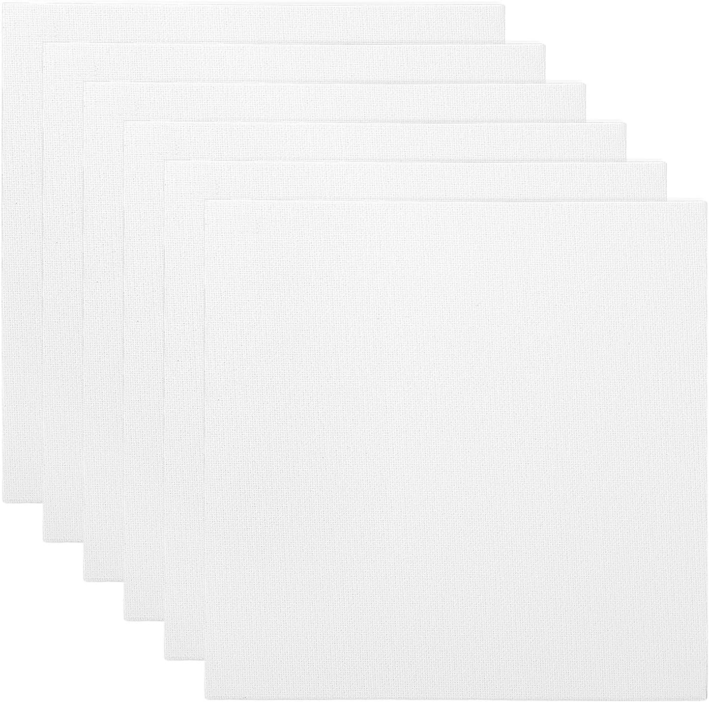 PATIKIL 12x12 Canvas Boards for Painting, 6 Pack 100% Cotton Square Triple Primed Stretched Blank Art Canvas Panel Bulk Thin for Acrylic, Oil, Tempera Paints, White
