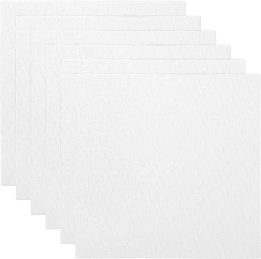 PATIKIL 12x12 Canvas Boards for Painting, 6 Pack 100% Cotton Square Triple Primed Stretched Blank Art Canvas Panel Bulk Thin for Acrylic, Oil, Tempera Paints, White
