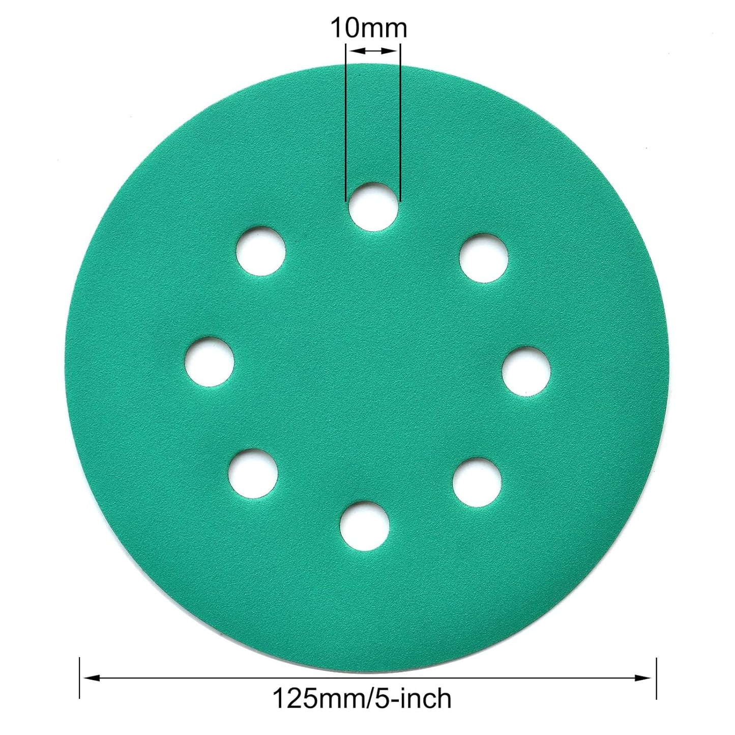 5-Inch 8-Hole Wet Dry Sanding Discs 320 Grit, Polyester Film Backed Heavy-Duty Hook and Loop Sandpaper for Random Orbital Sander, 50-Pack