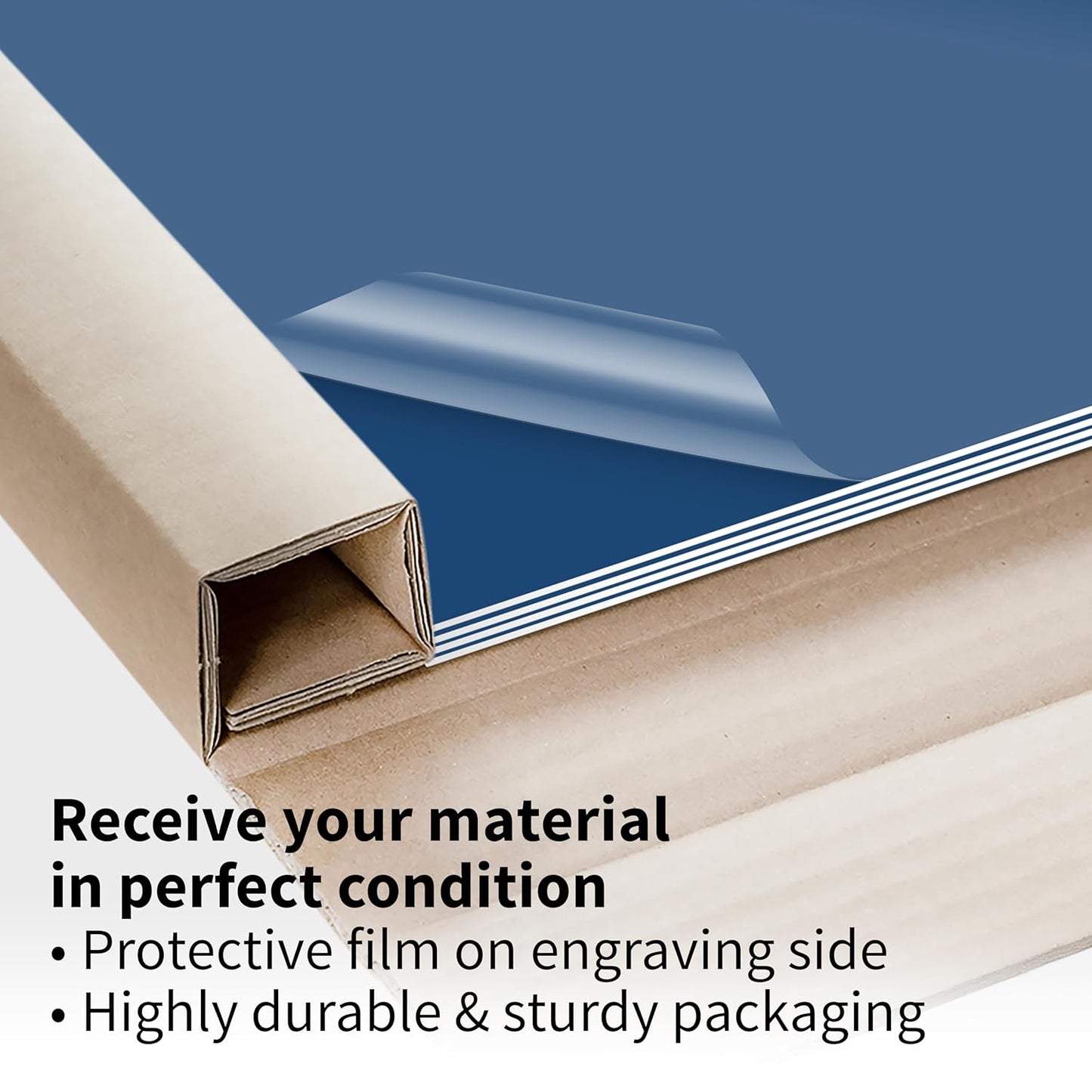 Trotec TroLase | 12"x12"x1/32", 8 Pcs | Sapphire/White | 2 Ply | Modified Acrylic | Laser Engraving Double Color Plastic Sheet | Engraving Blanks for Laser, Saw, Guillotine | Made in USA