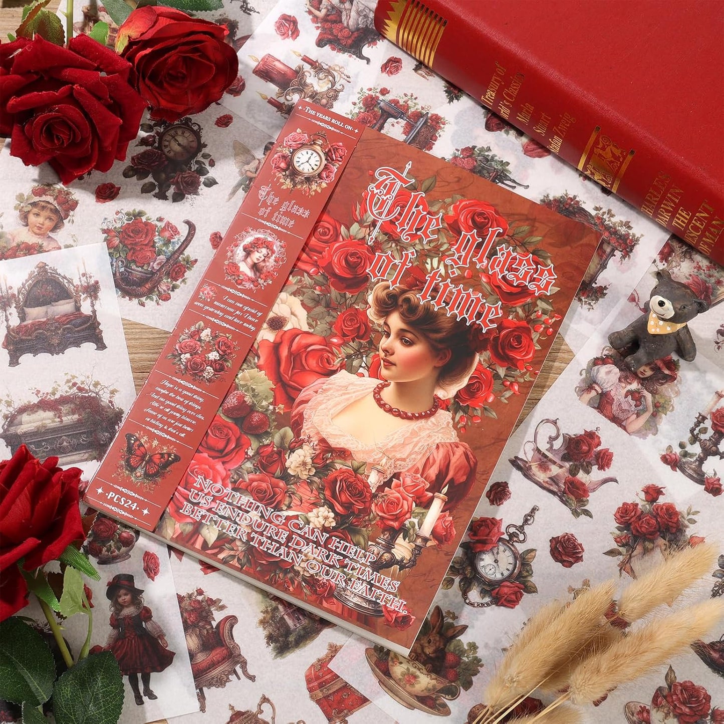 Vintage Ephemera Sticker 24 Sheets precut 300 washi Stickers Paper Journal Stickers for Adults People Scrapbook Stickers Scrapbooking Supplies