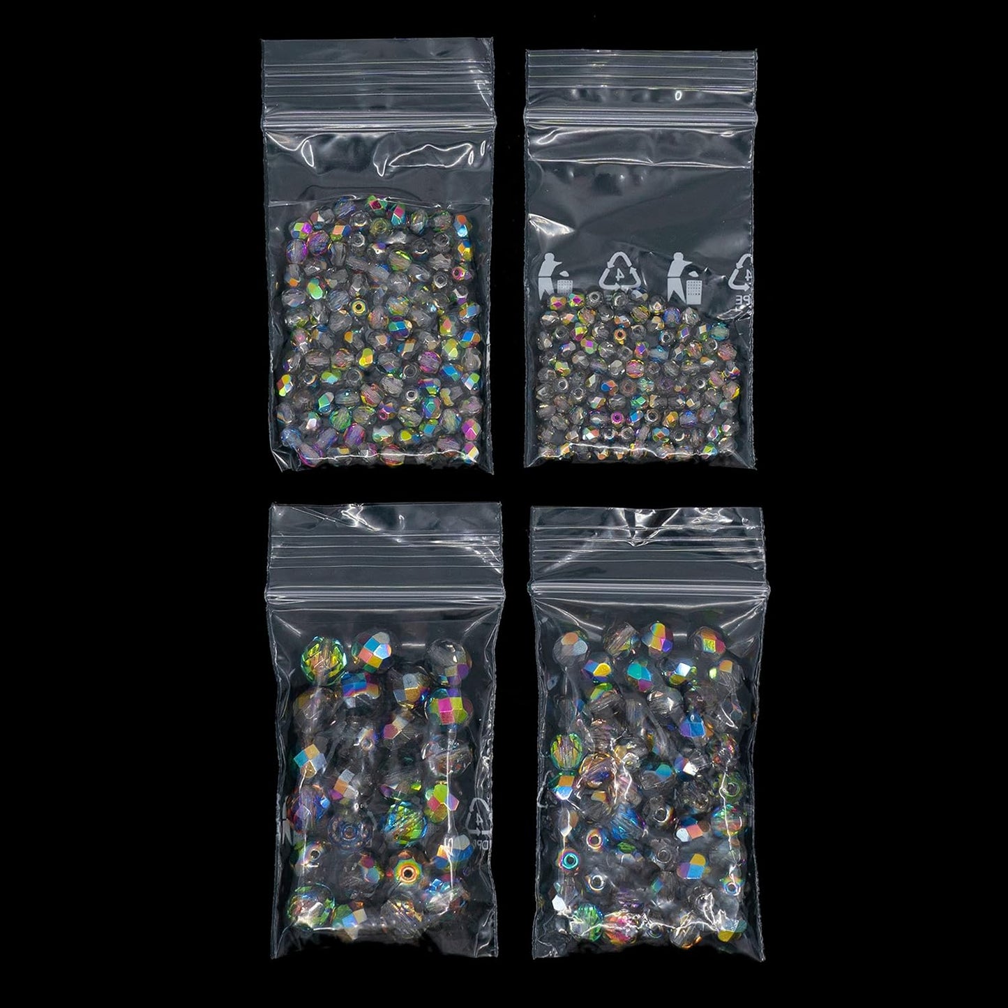 275 pcs Set of Czech Faceted Glass Beads, Fire-Polished Round Crystal Vitrail - 3mm (100pcs), 4mm (100pcs), 6mm (50pcs), 8mm (25pcs) kit for Jewelry Making