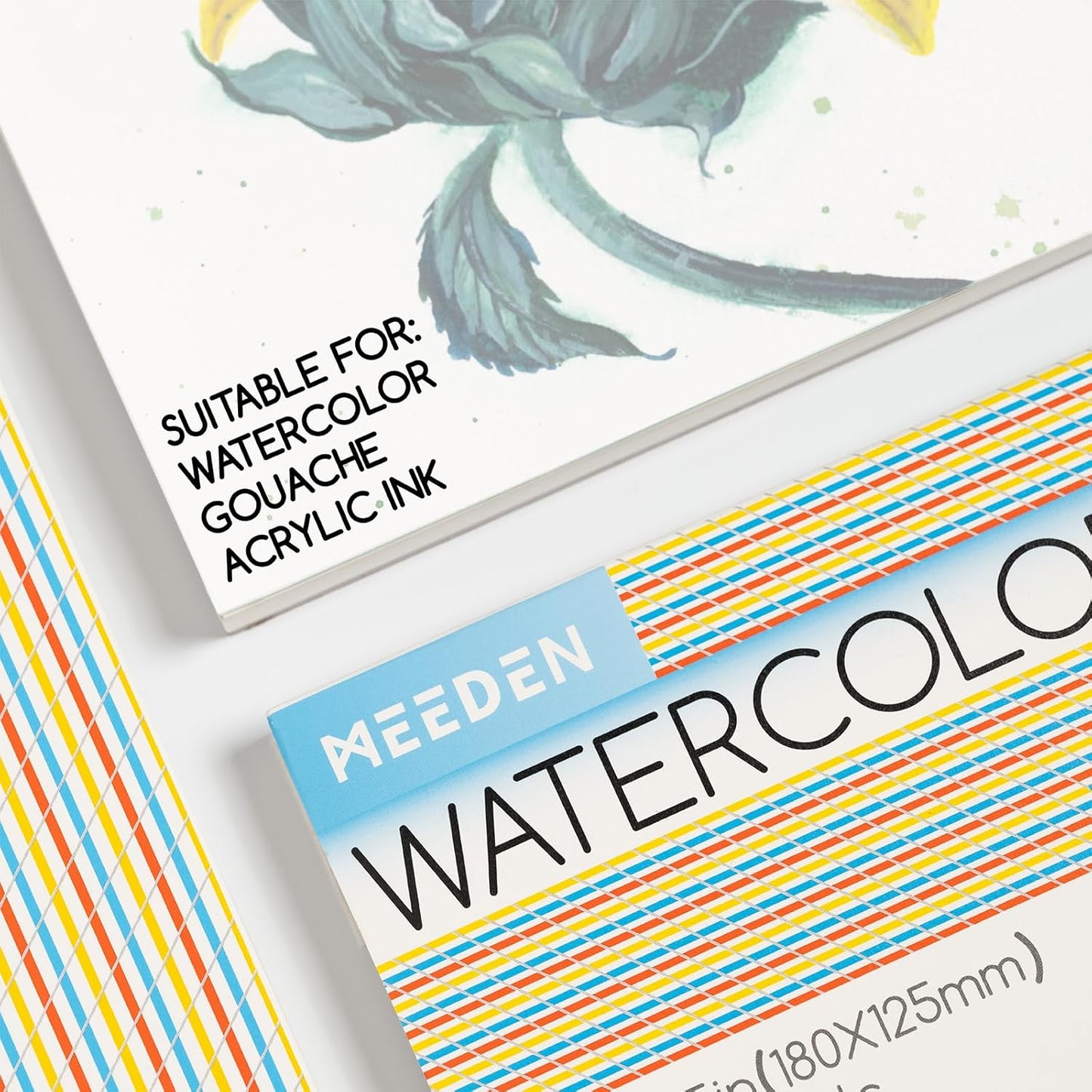 MEEDEN Watercolor Paper Block, 100% Cotton Watercolor Paper Pad of 20 Sheets, 140lb/300gsm, Acid-Free Art Paper for Watercolor, Gouache, Ink and More, 10" x 7" Rough Grain