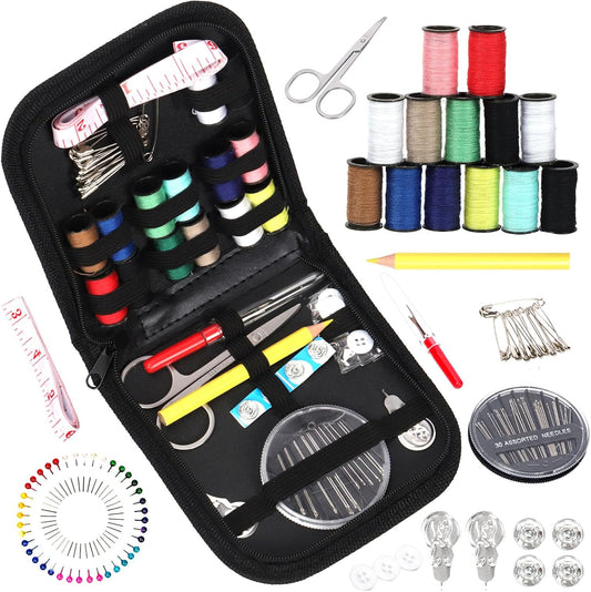 Rustark 98Pcs Sewing Kit With Portable Bag, Premium Supplies Including 14 Colors Threads and Accessories for Home, Traveler, Emergency Repair